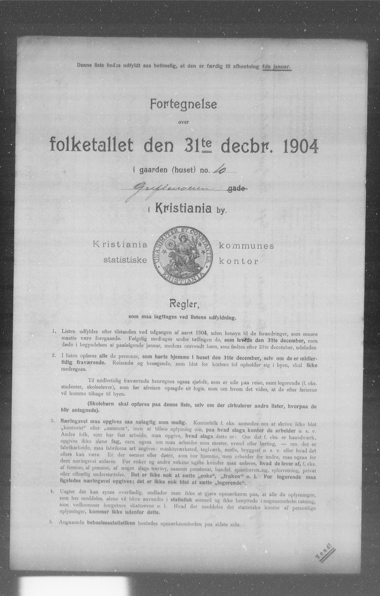 OBA, Municipal Census 1904 for Kristiania, 1904, p. 5947