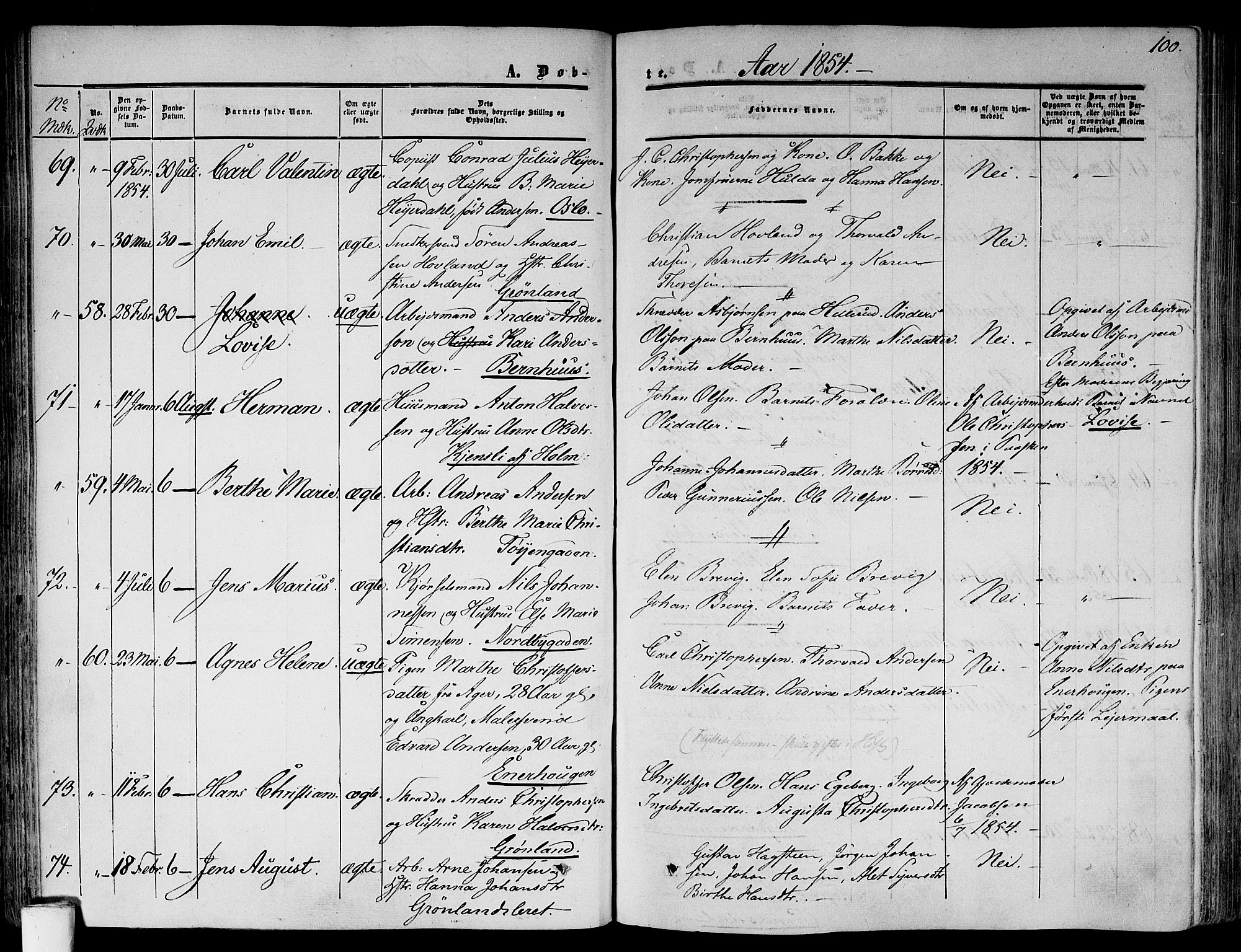 Gamlebyen prestekontor Kirkebøker, AV/SAO-A-10884/F/Fa/L0004: Parish register (official) no. 4, 1850-1857, p. 100