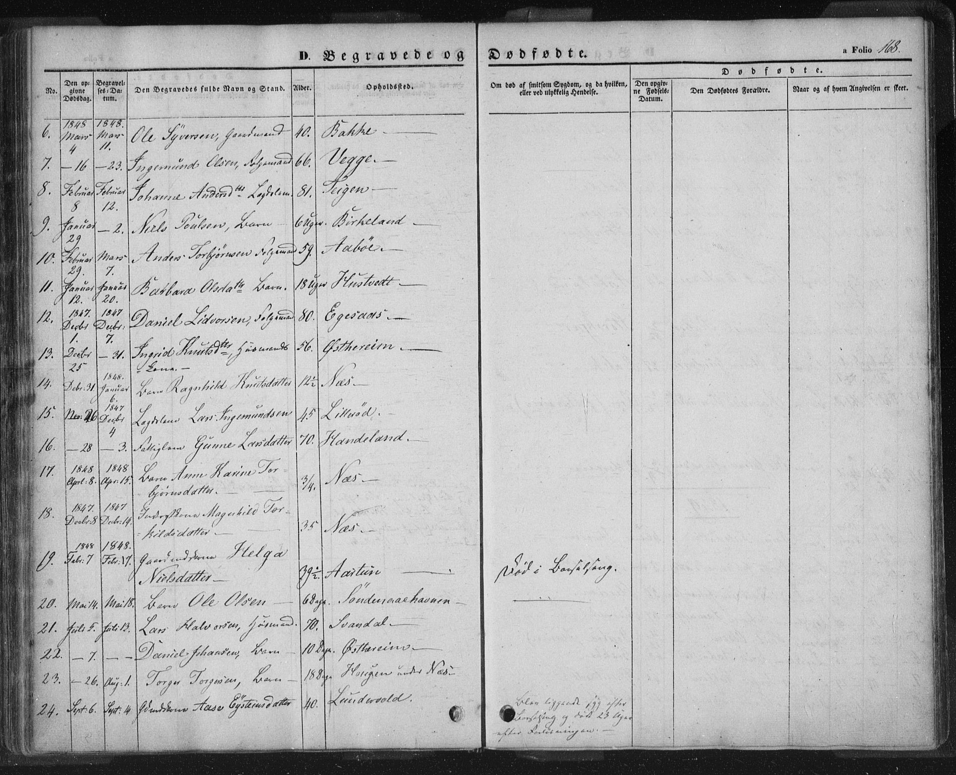 Sand sokneprestkontor, AV/SAST-A-101848/01/III/L0002: Parish register (official) no. A 2, 1838-1859, p. 168