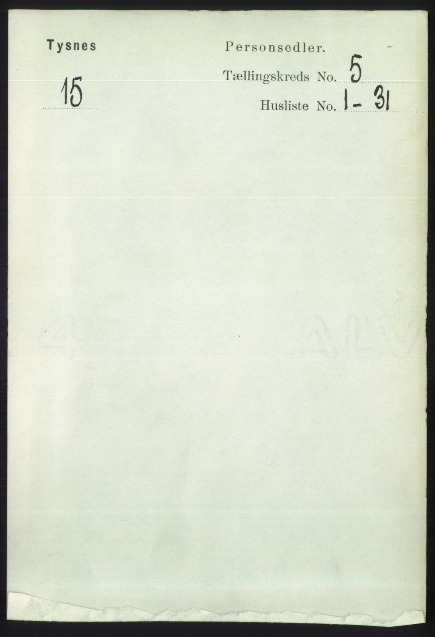RA, 1891 census for 1223 Tysnes, 1891, p. 1901