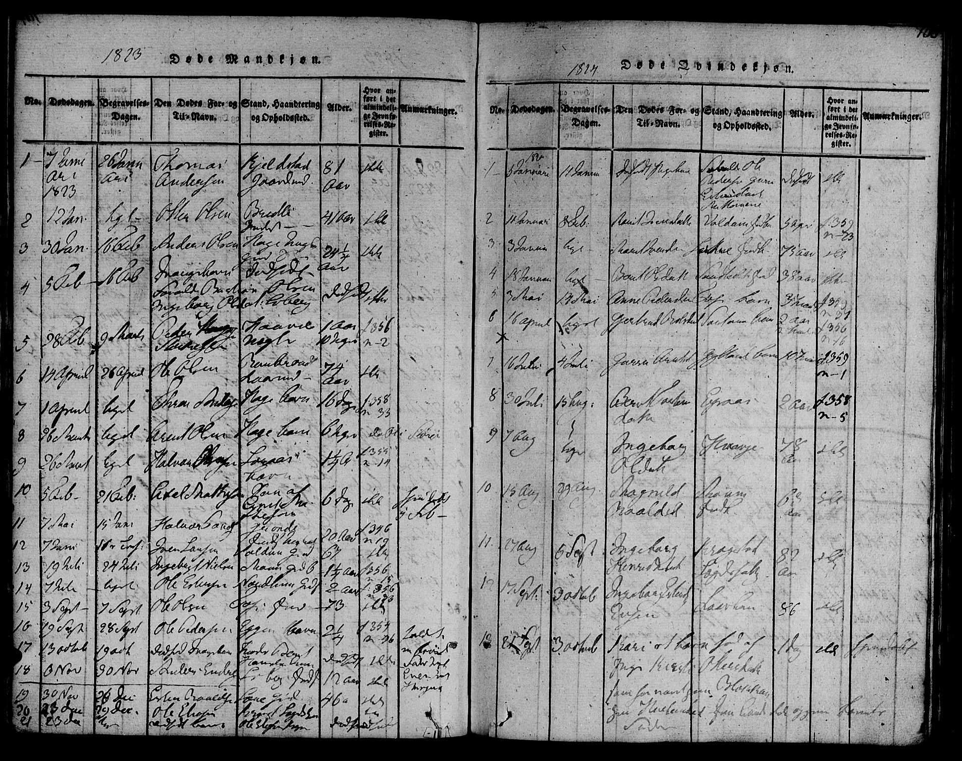 Ministerialprotokoller, klokkerbøker og fødselsregistre - Sør-Trøndelag, SAT/A-1456/692/L1102: Parish register (official) no. 692A02, 1816-1842, p. 105