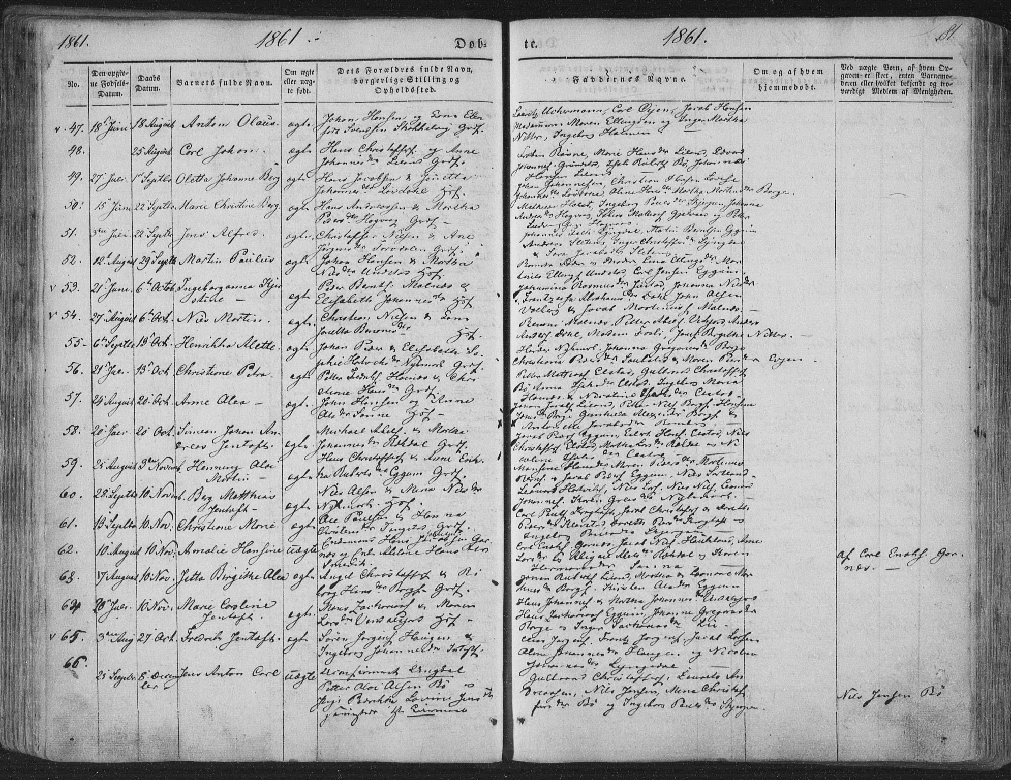 Ministerialprotokoller, klokkerbøker og fødselsregistre - Nordland, SAT/A-1459/880/L1131: Parish register (official) no. 880A05, 1844-1868, p. 81