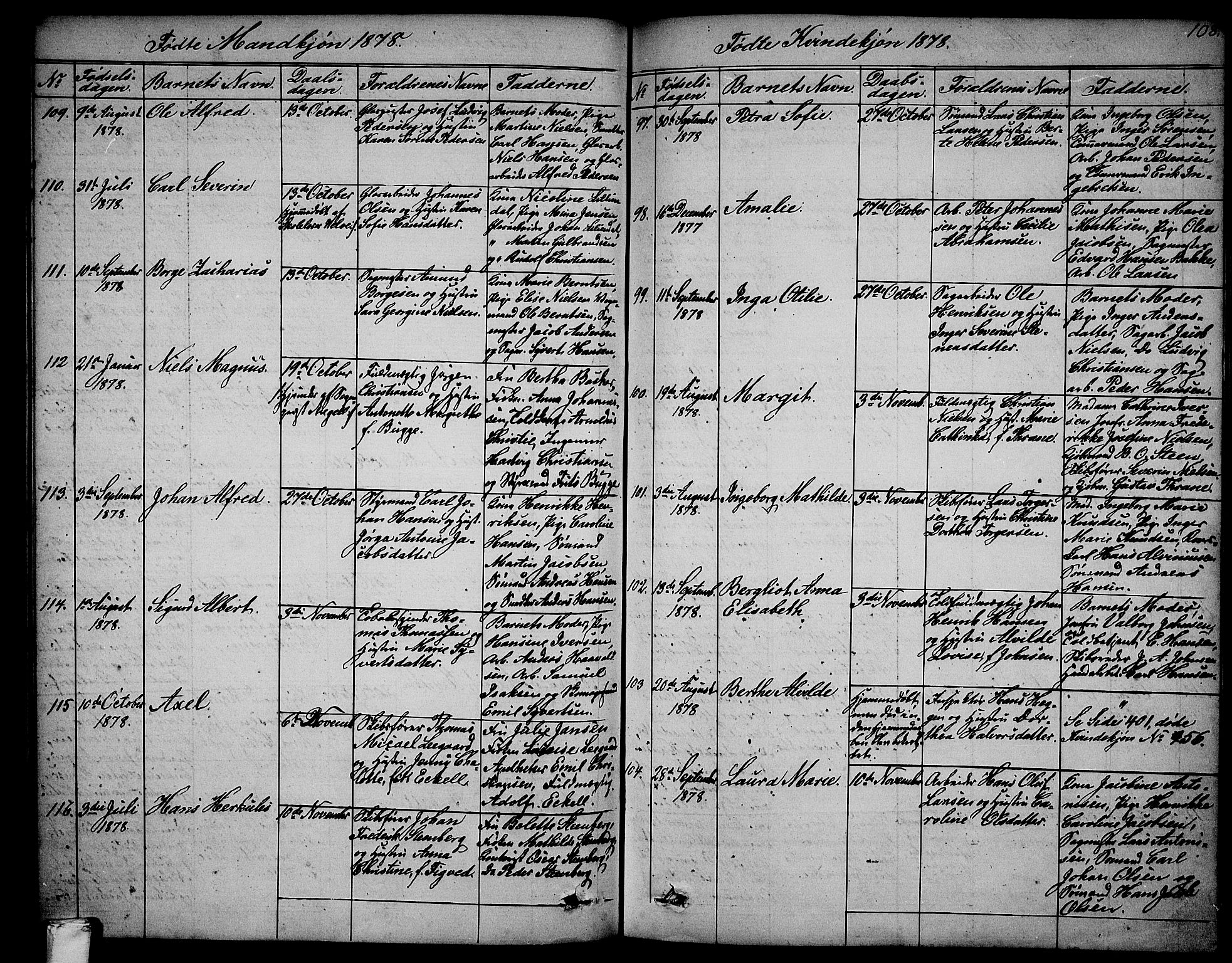 Larvik kirkebøker, AV/SAKO-A-352/G/Ga/L0004: Parish register (copy) no. I 4, 1871-1888, p. 108