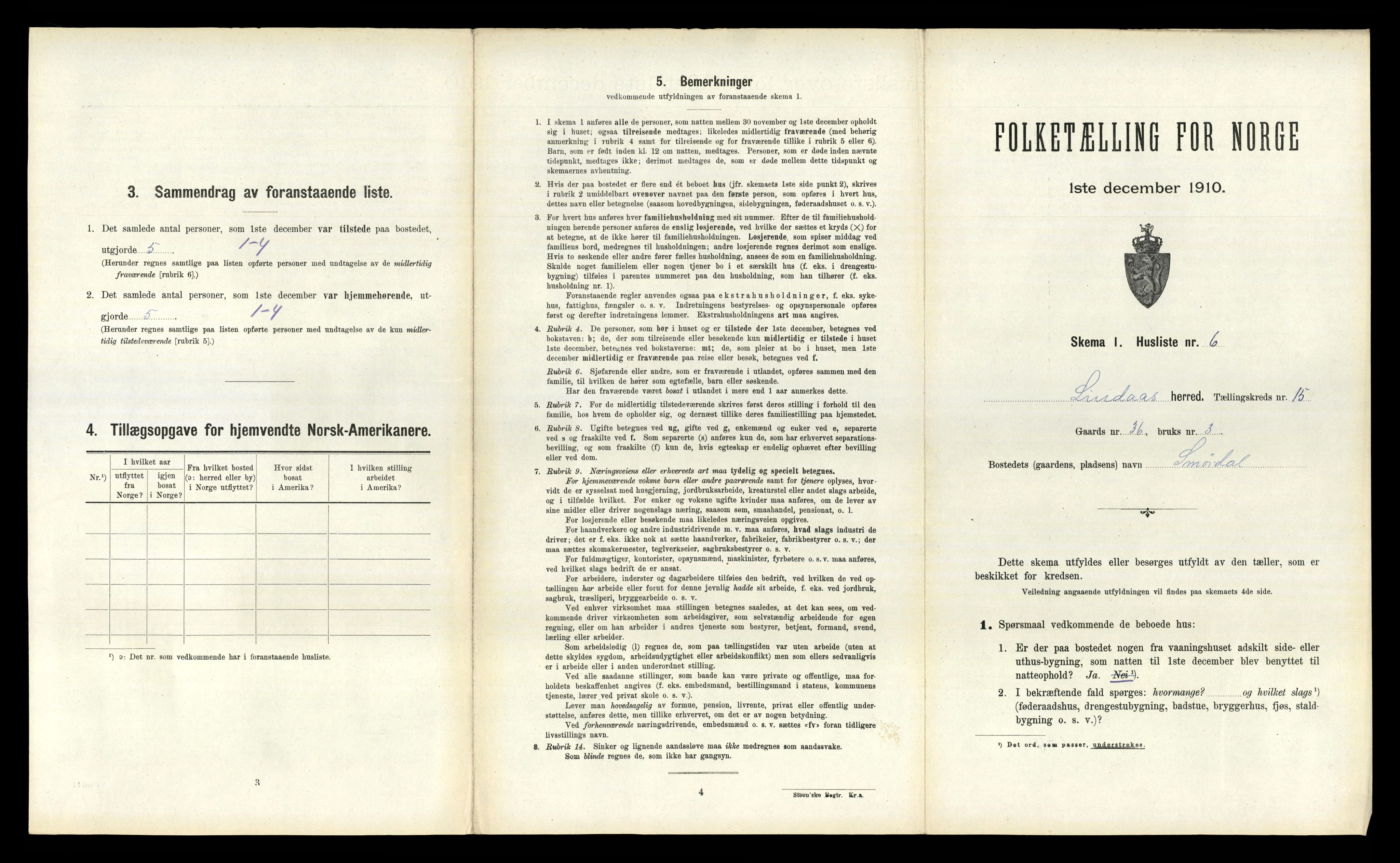 RA, 1910 census for Lindås, 1910, p. 960