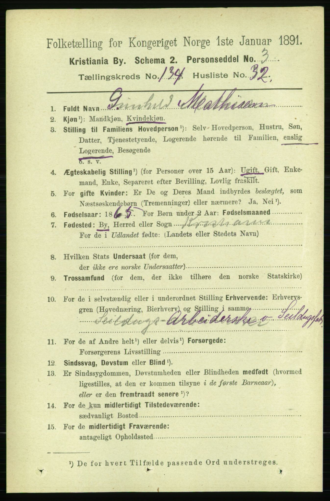 RA, 1891 census for 0301 Kristiania, 1891, p. 74178