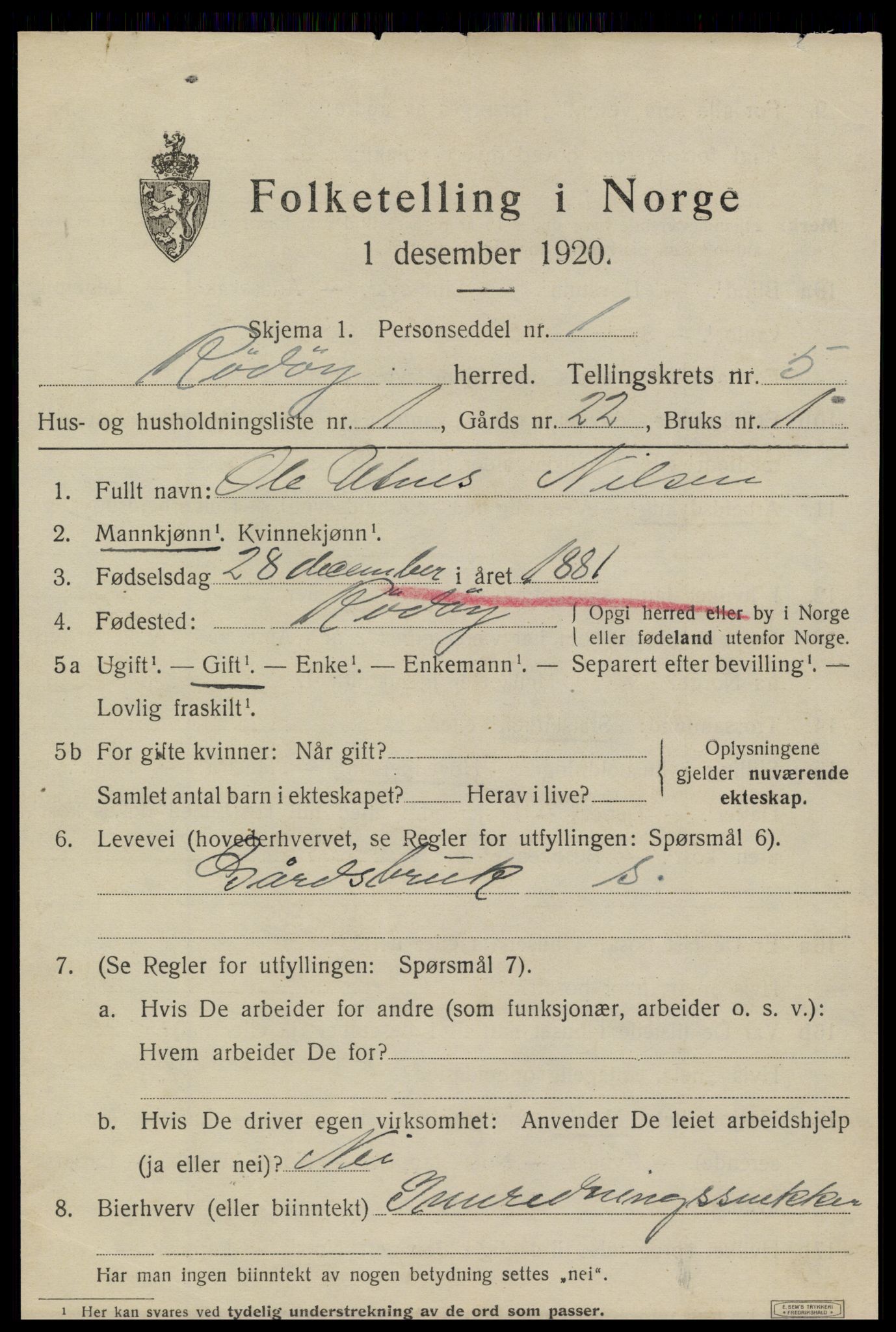 SAT, 1920 census for Rødøy, 1920, p. 2942