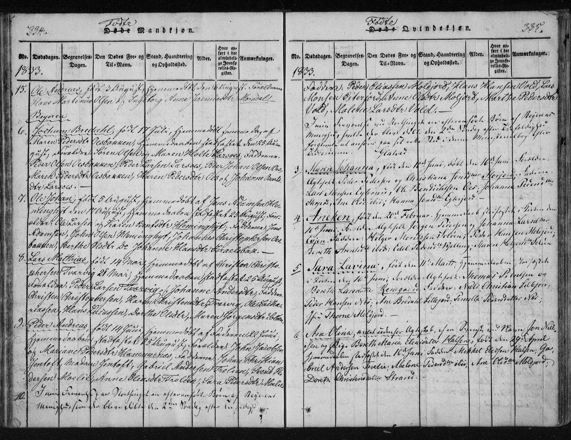 Ministerialprotokoller, klokkerbøker og fødselsregistre - Nordland, SAT/A-1459/805/L0096: Parish register (official) no. 805A03, 1820-1837, p. 334-335