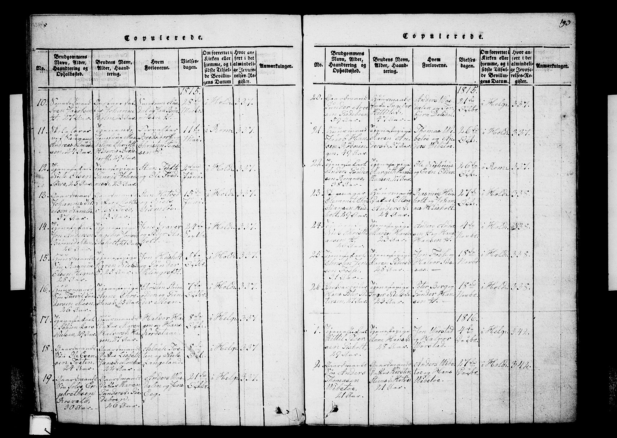 Holla kirkebøker, AV/SAKO-A-272/G/Ga/L0001: Parish register (copy) no. I 1, 1814-1830, p. 193