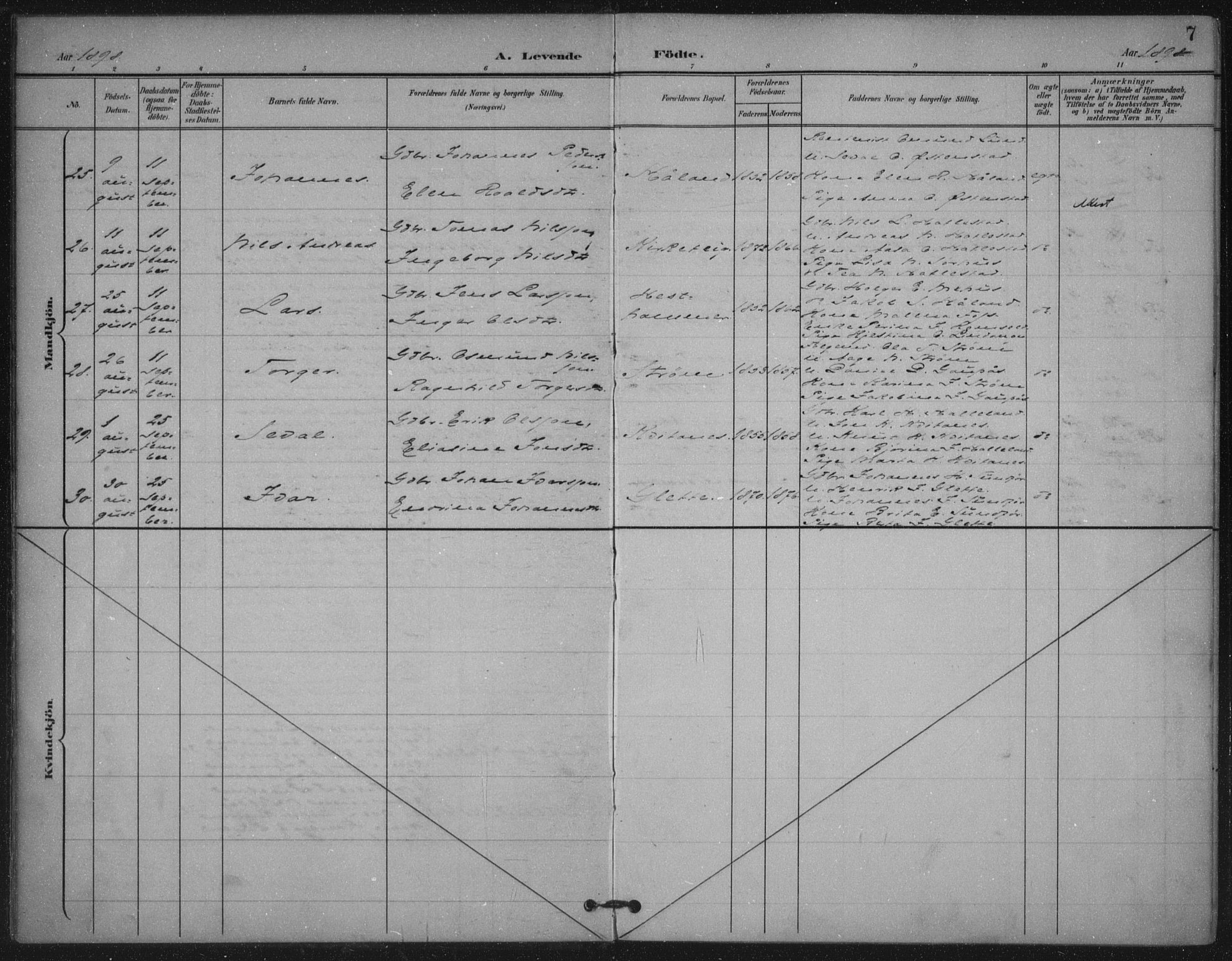 Skjold sokneprestkontor, AV/SAST-A-101847/H/Ha/Haa/L0011: Parish register (official) no. A 11, 1897-1914, p. 7