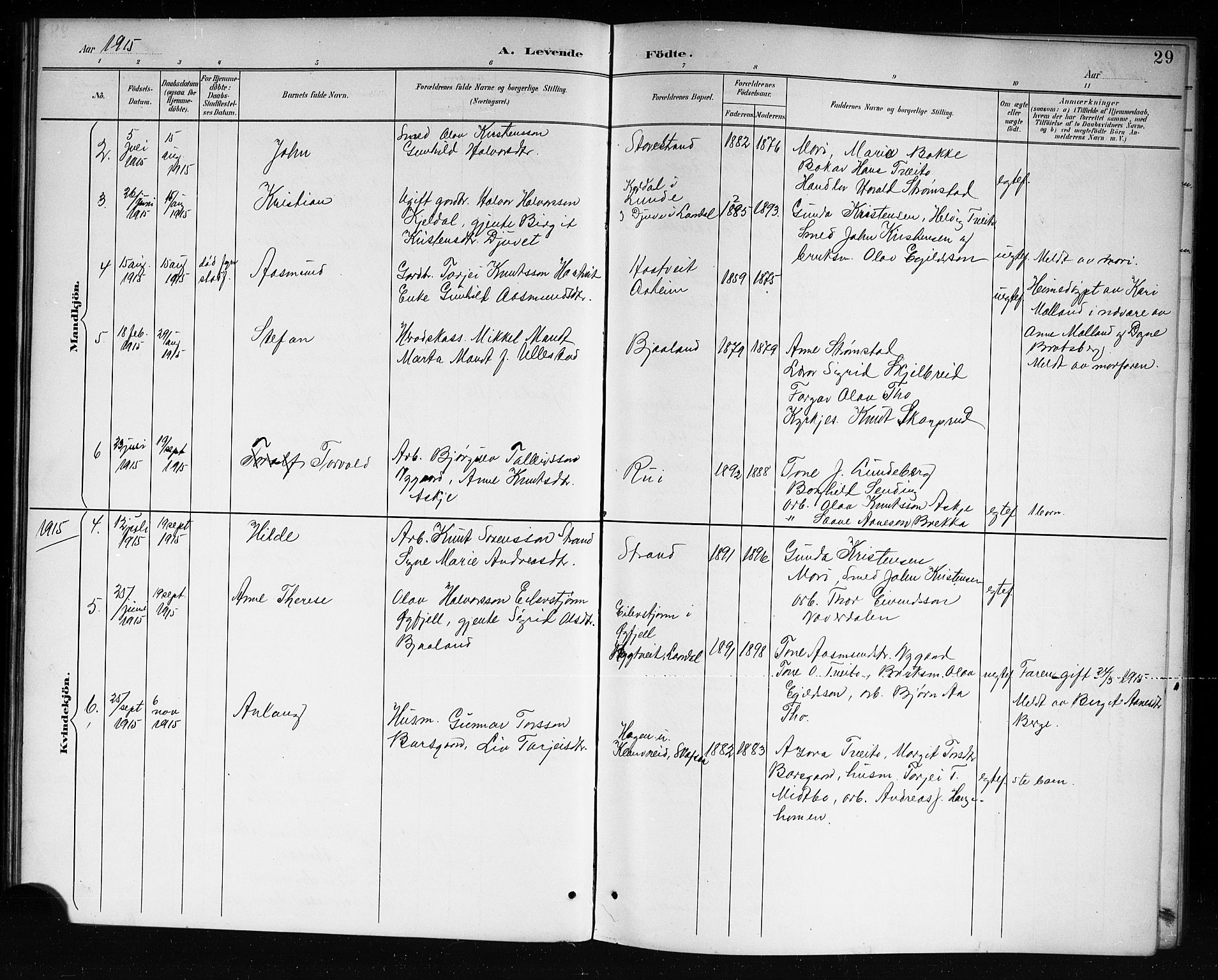 Lårdal kirkebøker, AV/SAKO-A-284/G/Ga/L0003: Parish register (copy) no. I 3, 1891-1918, p. 29