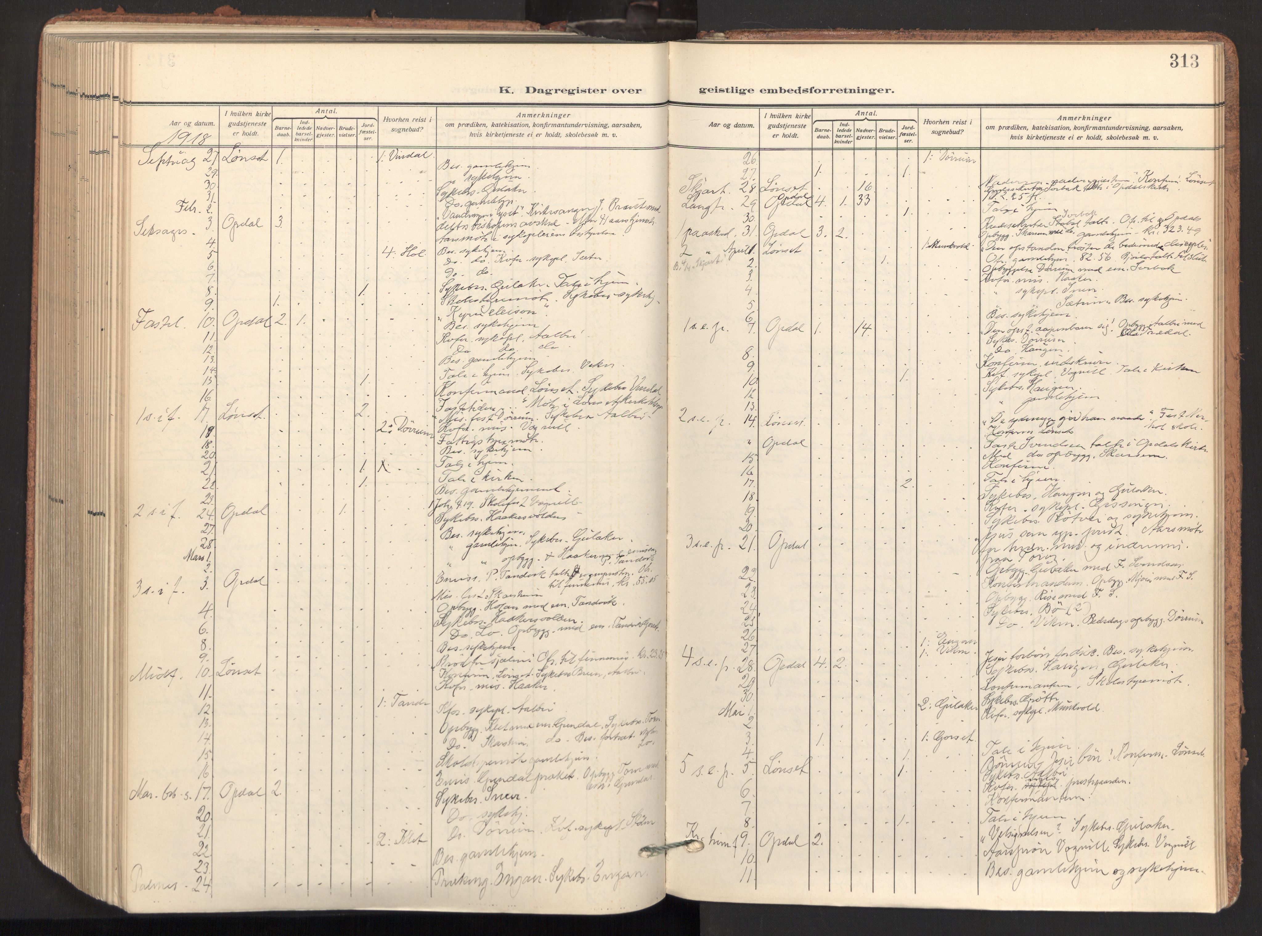Ministerialprotokoller, klokkerbøker og fødselsregistre - Sør-Trøndelag, SAT/A-1456/678/L0909: Parish register (official) no. 678A17, 1912-1930, p. 313