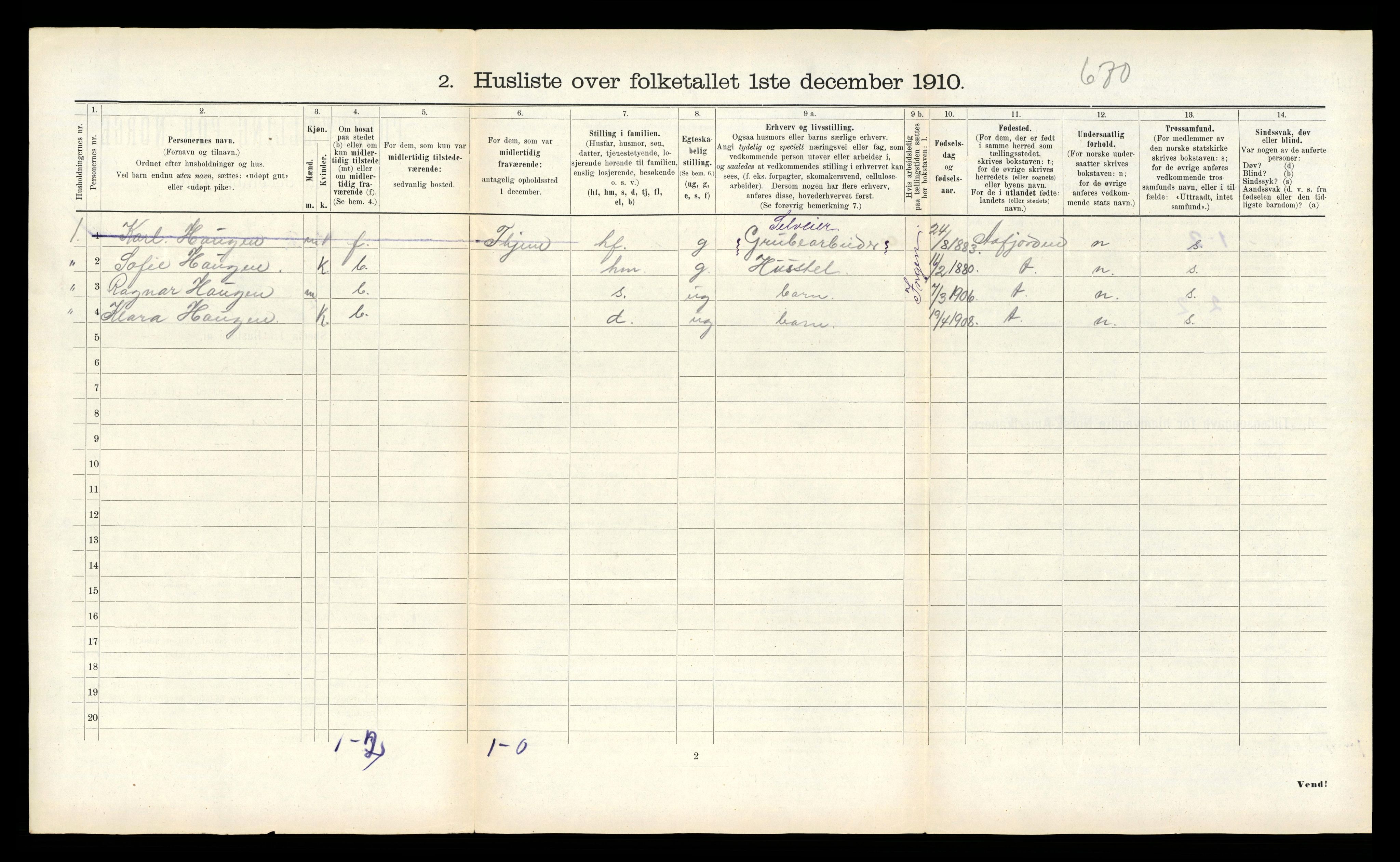 RA, 1910 census for Verran, 1910, p. 346