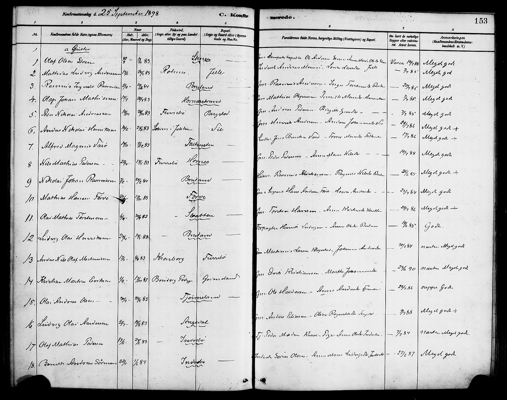 Førde sokneprestembete, SAB/A-79901/H/Haa/Haab/L0001: Parish register (official) no. B 1, 1880-1898, p. 153