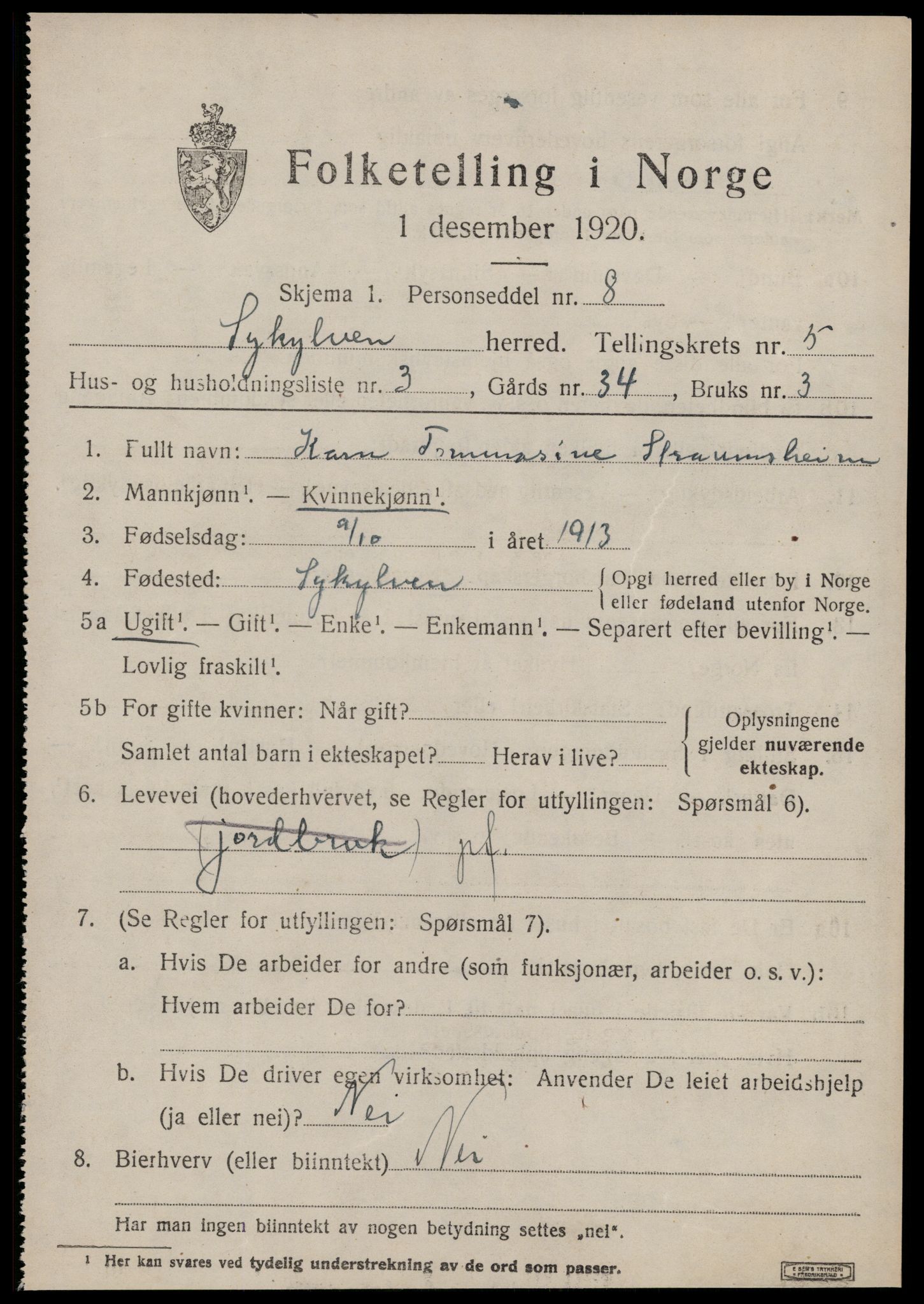 SAT, 1920 census for Sykkylven, 1920, p. 3235