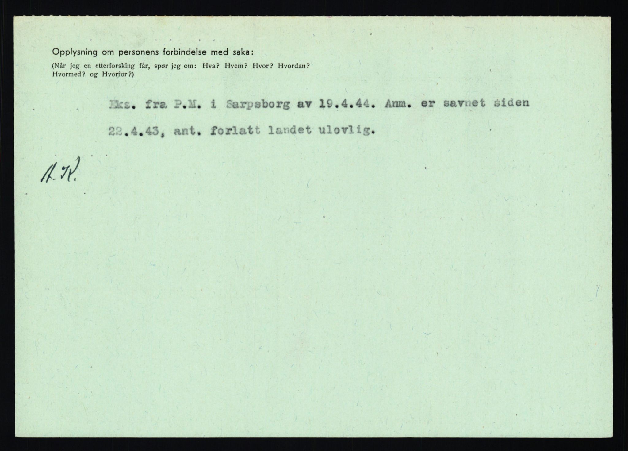 Statspolitiet - Hovedkontoret / Osloavdelingen, AV/RA-S-1329/C/Ca/L0006: Hanche - Hokstvedt, 1943-1945, p. 3201