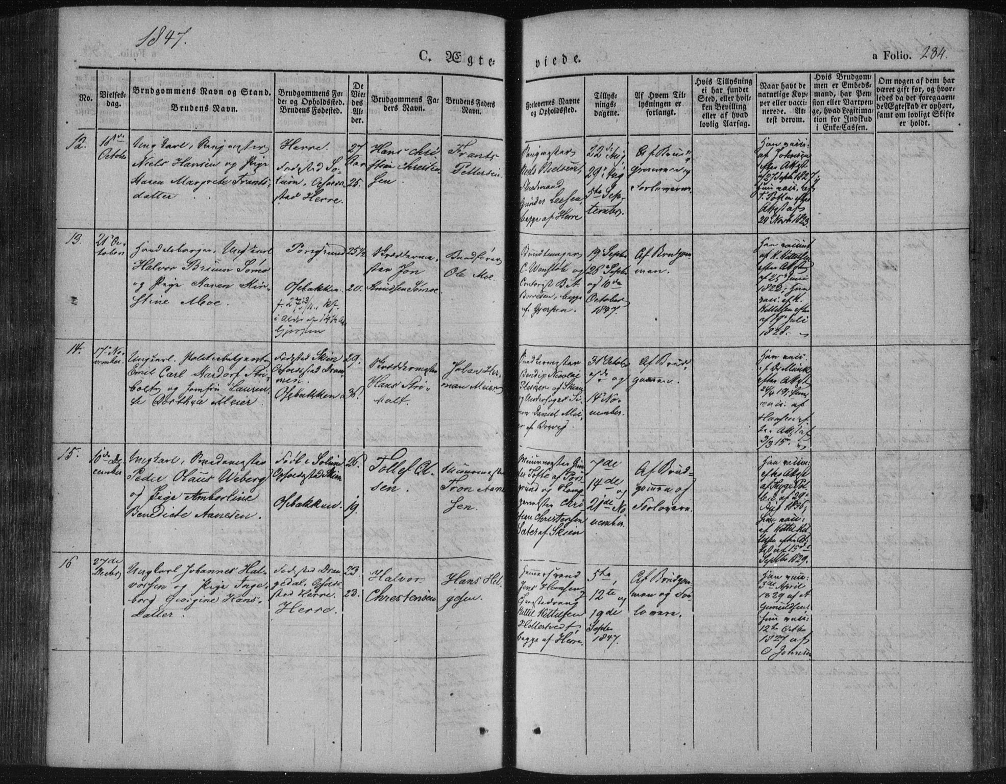 Porsgrunn kirkebøker , SAKO/A-104/F/Fa/L0006: Parish register (official) no. 6, 1841-1857, p. 284
