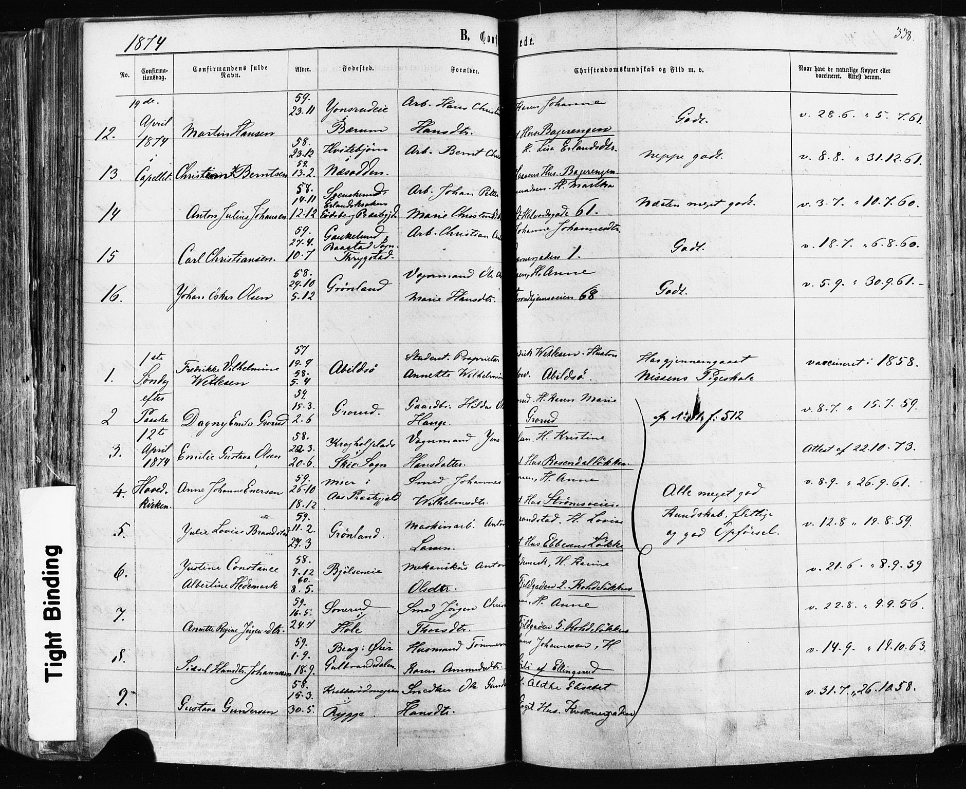 Østre Aker prestekontor Kirkebøker, SAO/A-10840/F/Fa/L0003: Parish register (official) no. I 3, 1869-1875, p. 338