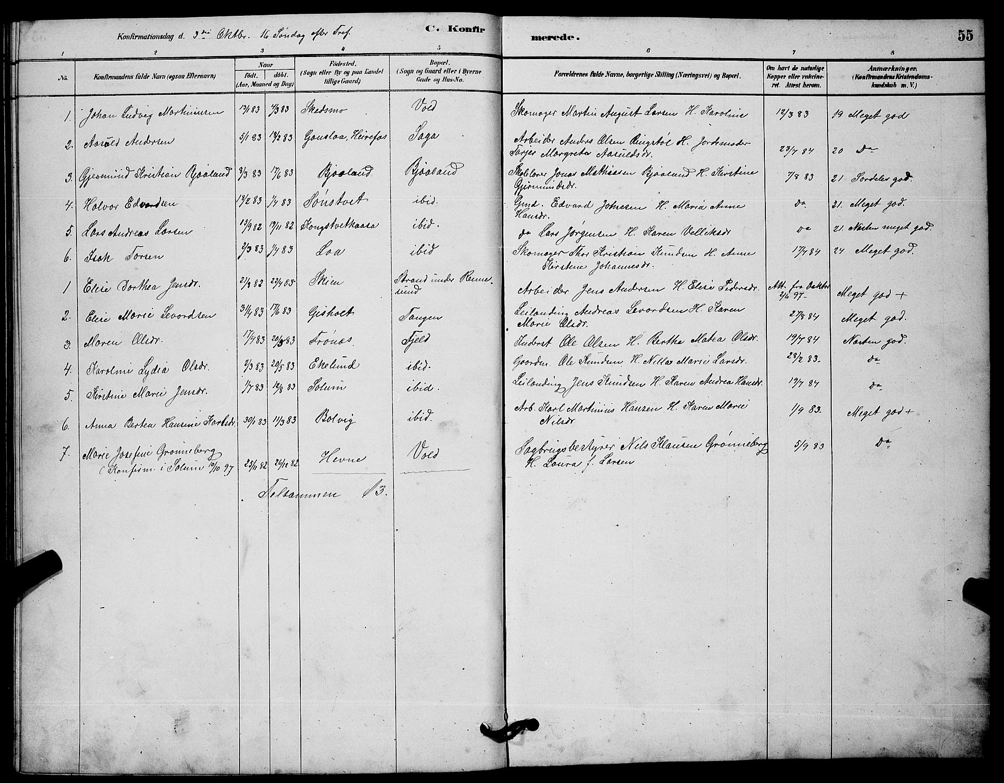 Solum kirkebøker, AV/SAKO-A-306/G/Gc/L0001: Parish register (copy) no. III 1, 1880-1902, p. 55