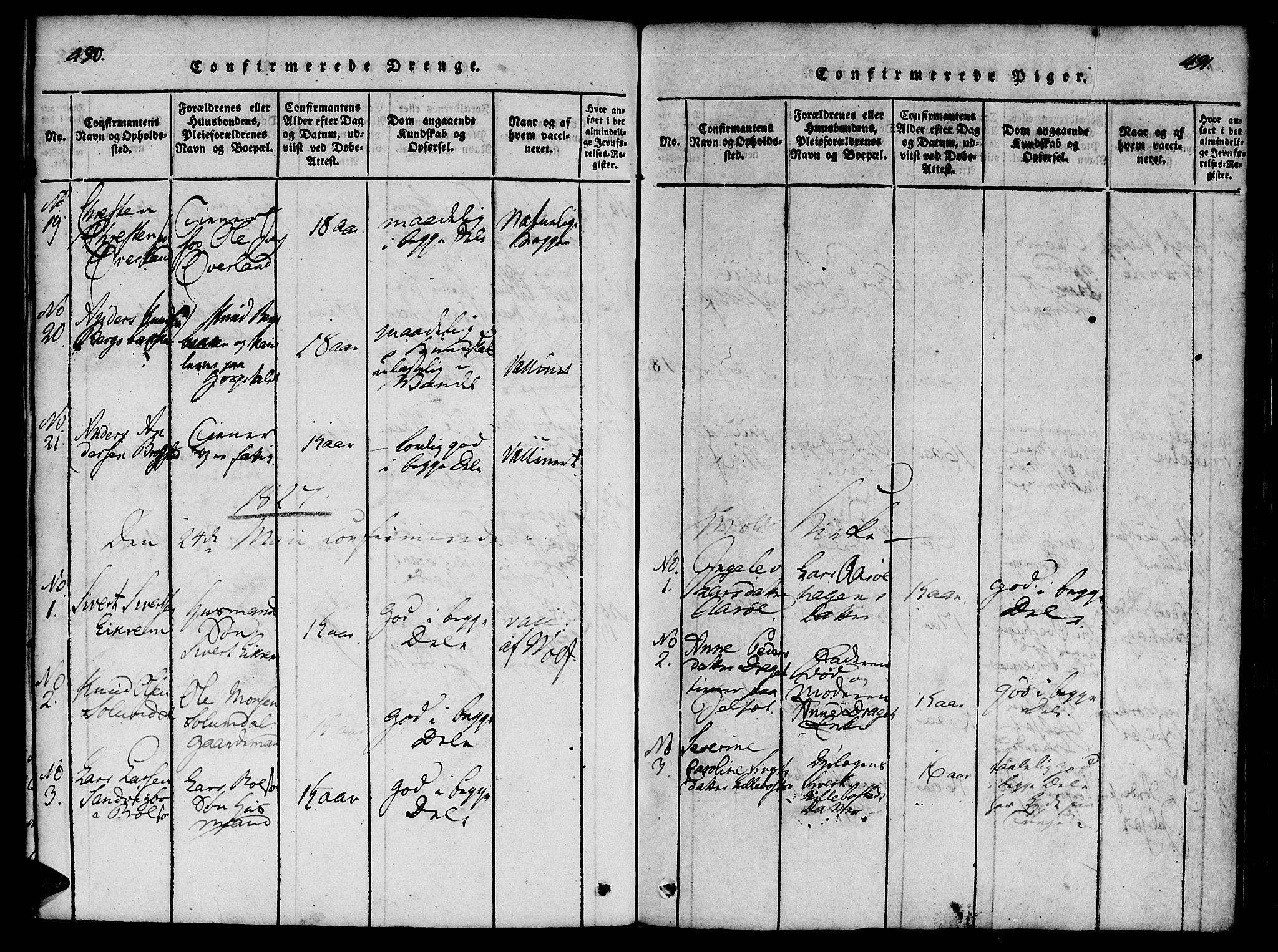 Ministerialprotokoller, klokkerbøker og fødselsregistre - Møre og Romsdal, SAT/A-1454/555/L0652: Parish register (official) no. 555A03, 1817-1843, p. 490-491