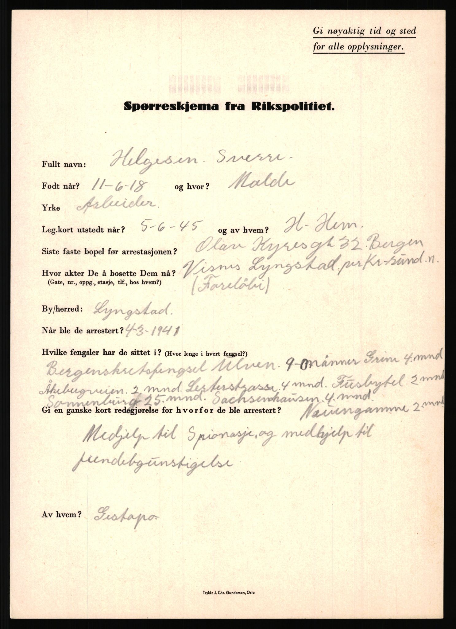 Rikspolitisjefen, AV/RA-S-1560/L/L0006: Hansen, Adolf Boye - Hemstad, Gunnar, 1940-1945, p. 1037