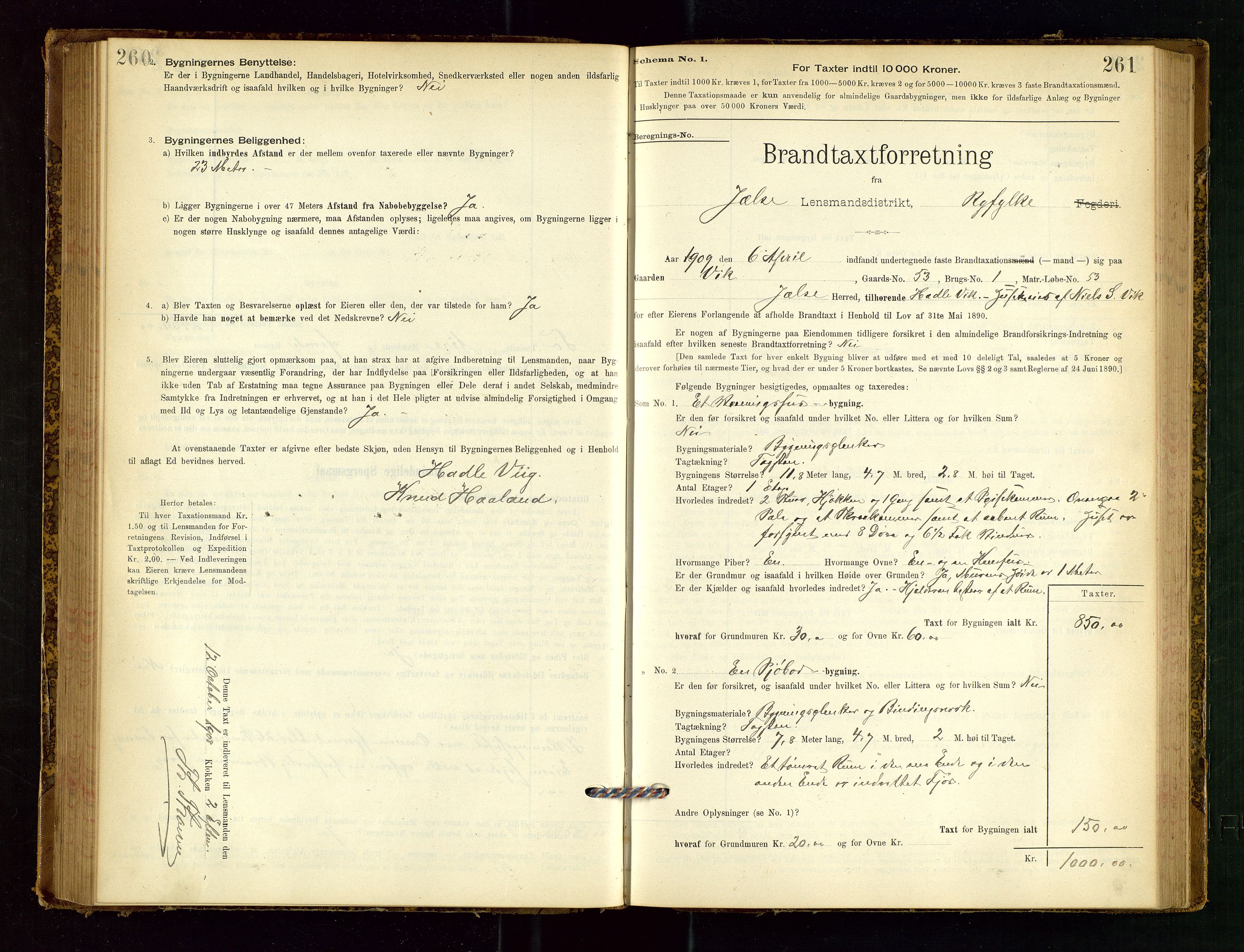Jelsa lensmannskontor, AV/SAST-A-100360/Gob/L0001: "Brandtaxationsprotocol", 1895-1918, p. 260-261