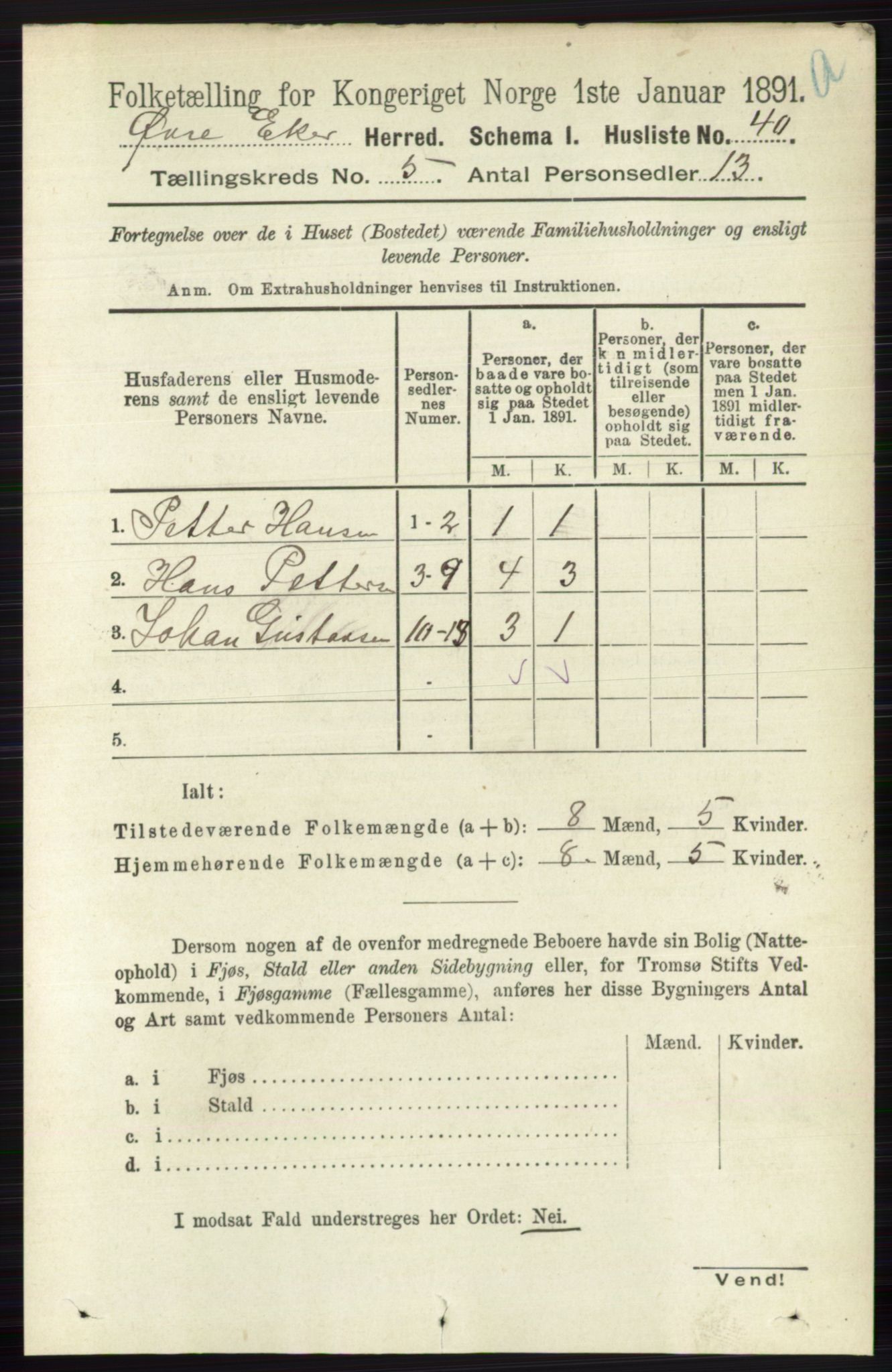 RA, 1891 census for 0624 Øvre Eiker, 1891, p. 1814