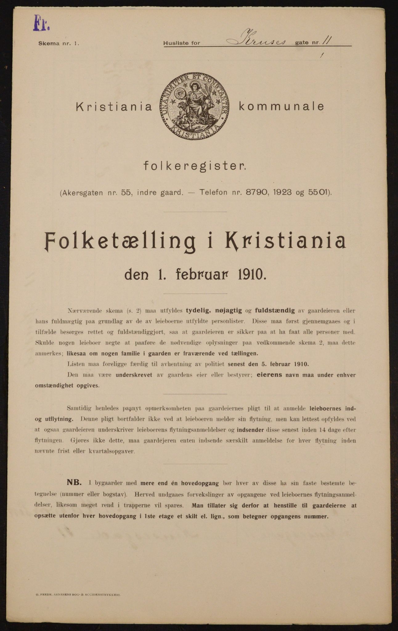 OBA, Municipal Census 1910 for Kristiania, 1910, p. 53356