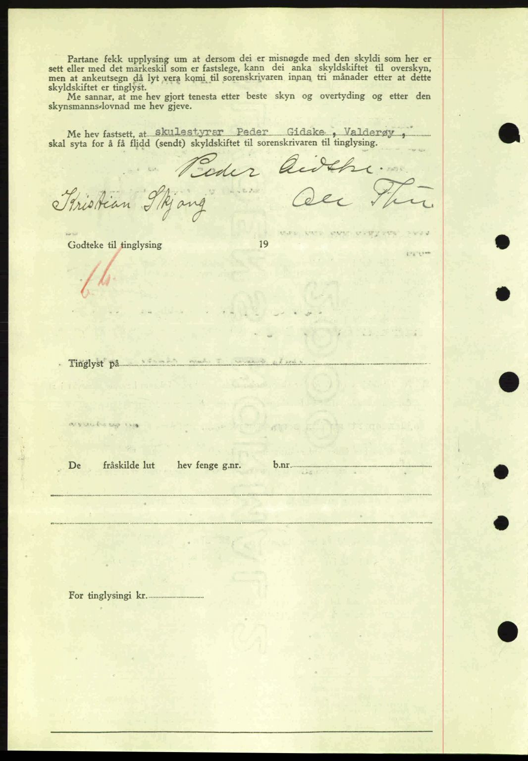 Nordre Sunnmøre sorenskriveri, SAT/A-0006/1/2/2C/2Ca: Mortgage book no. A11, 1941-1941, Diary no: : 1140/1941