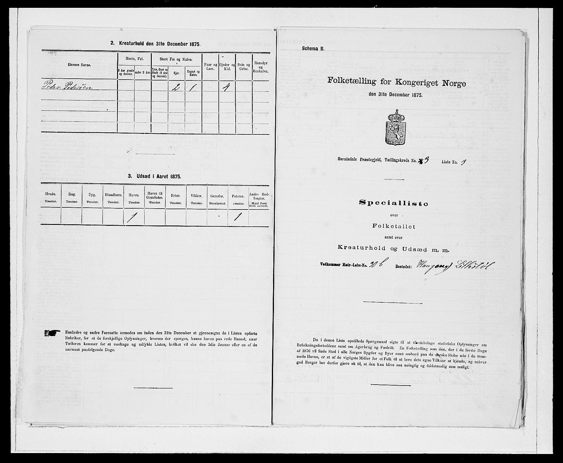 SAB, 1875 Census for 1444P Hornindal, 1875, p. 283