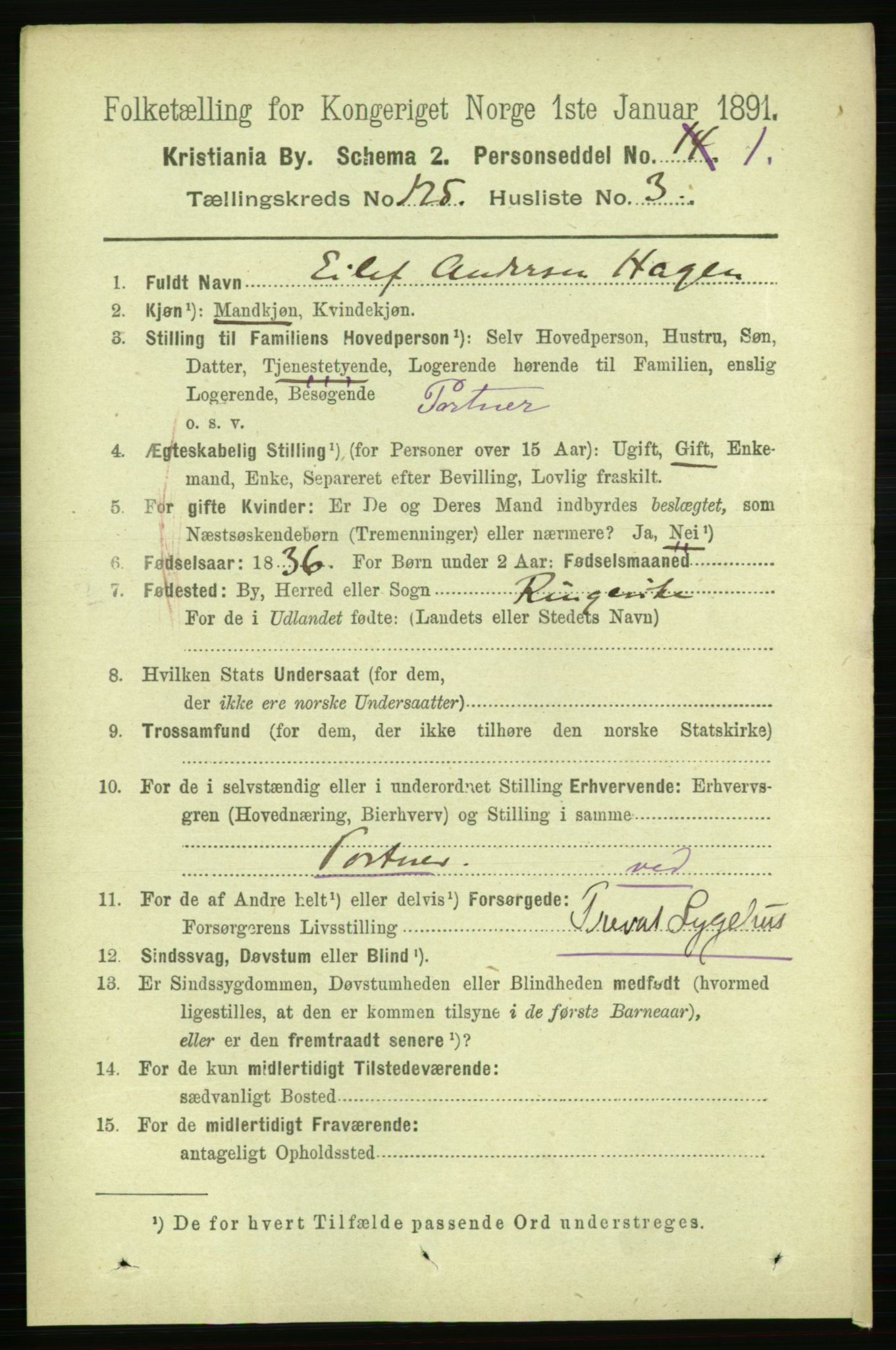 RA, 1891 census for 0301 Kristiania, 1891, p. 66421