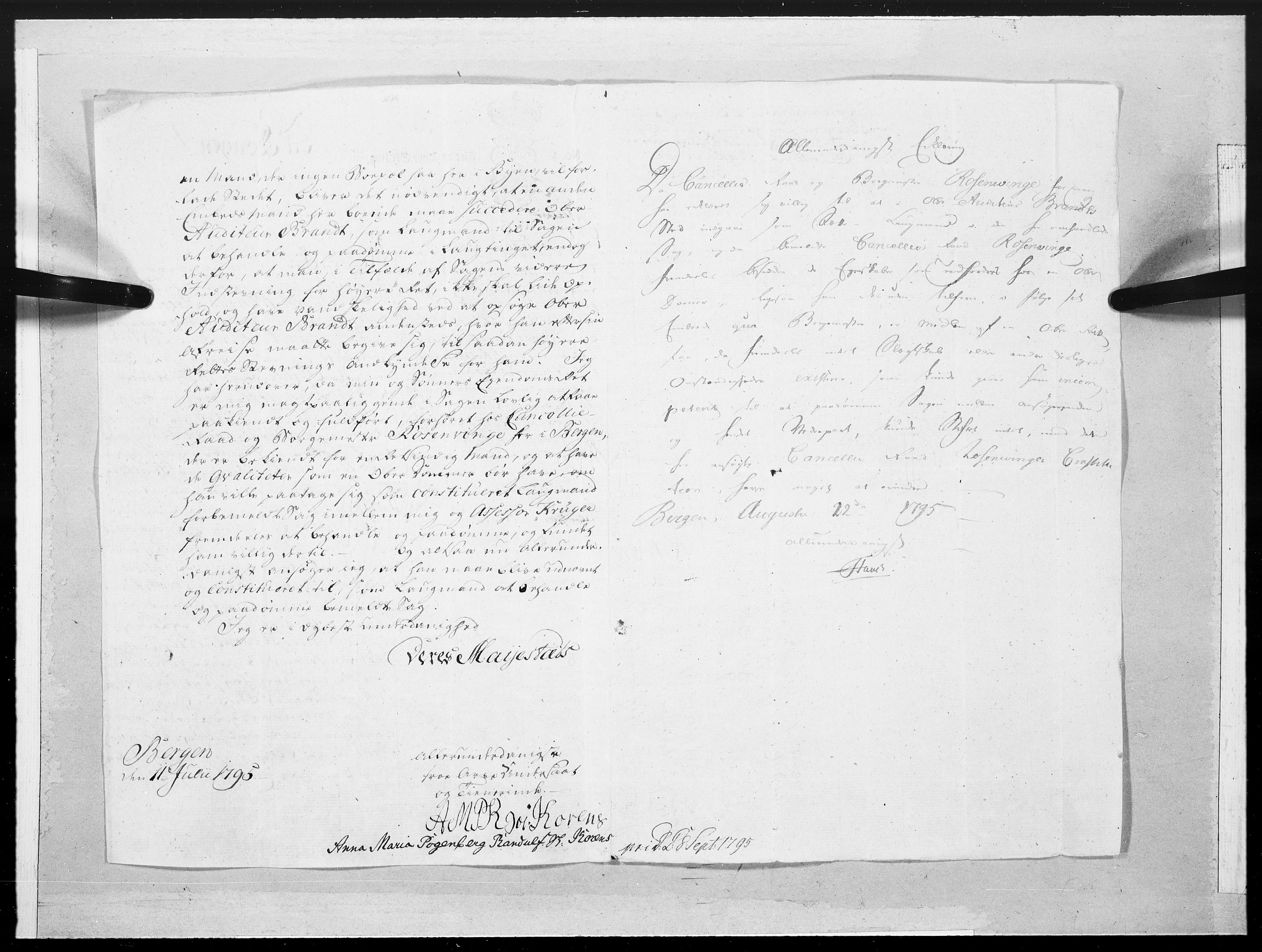 Danske Kanselli 1572-1799, AV/RA-EA-3023/F/Fc/Fcc/Fcca/L0303: Norske innlegg 1572-1799, 1795, p. 33