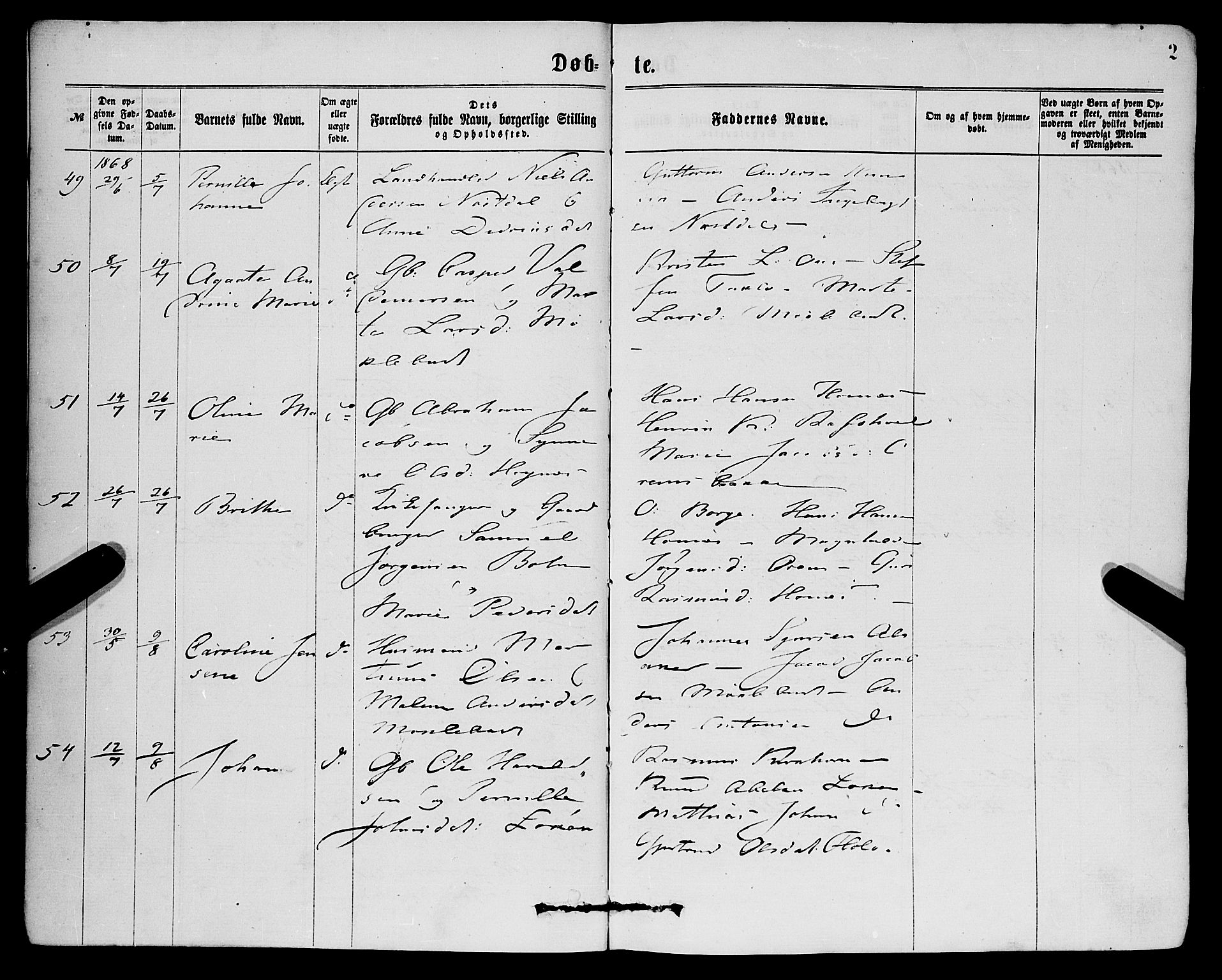 Eid sokneprestembete, AV/SAB-A-82301/H/Haa/Haaa/L0010: Parish register (official) no. A 10, 1867-1878, p. 2