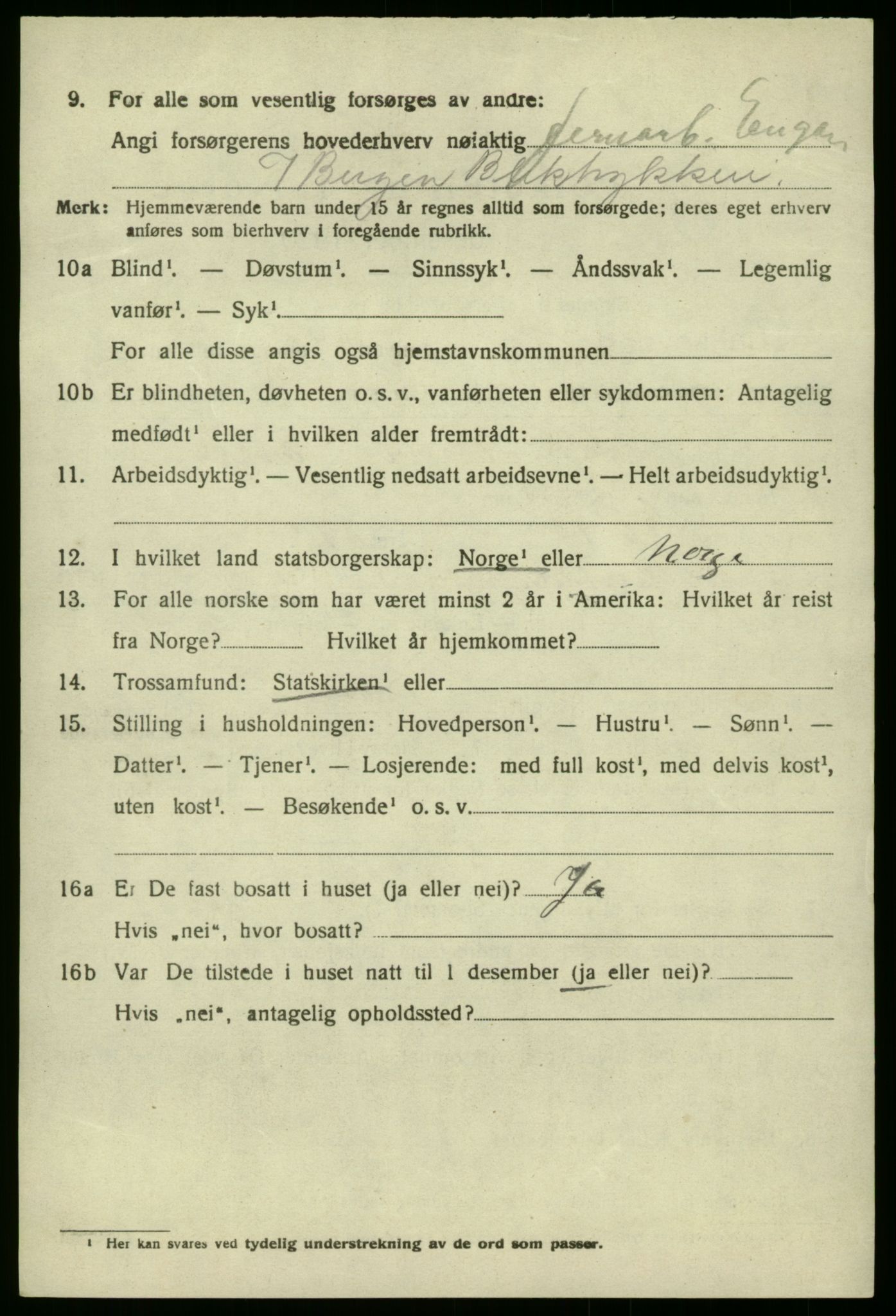 SAB, 1920 census for Laksevåg, 1920, p. 2449