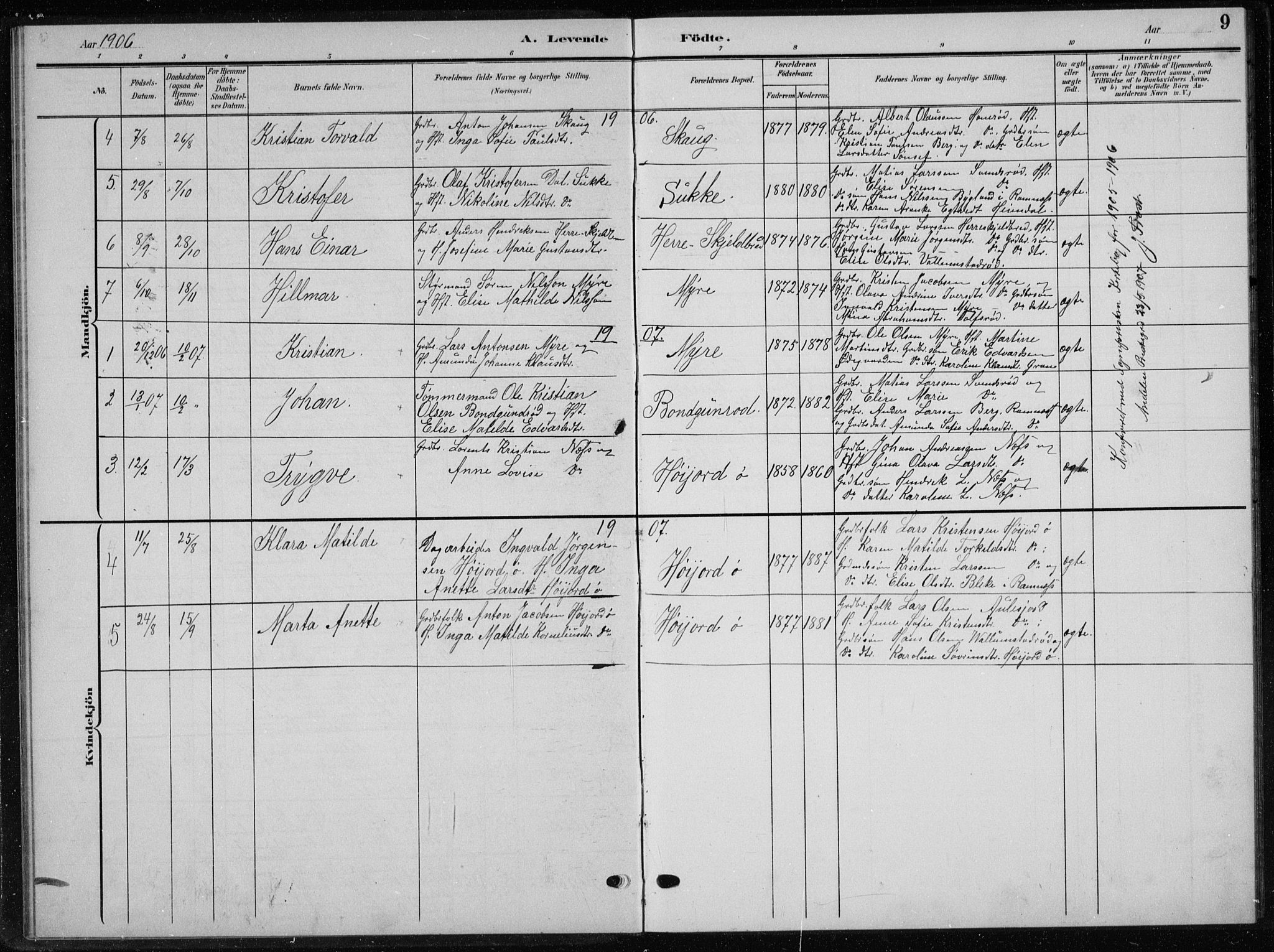 Andebu kirkebøker, AV/SAKO-A-336/G/Gb/L0001: Parish register (copy) no. II 1, 1901-1936, p. 9