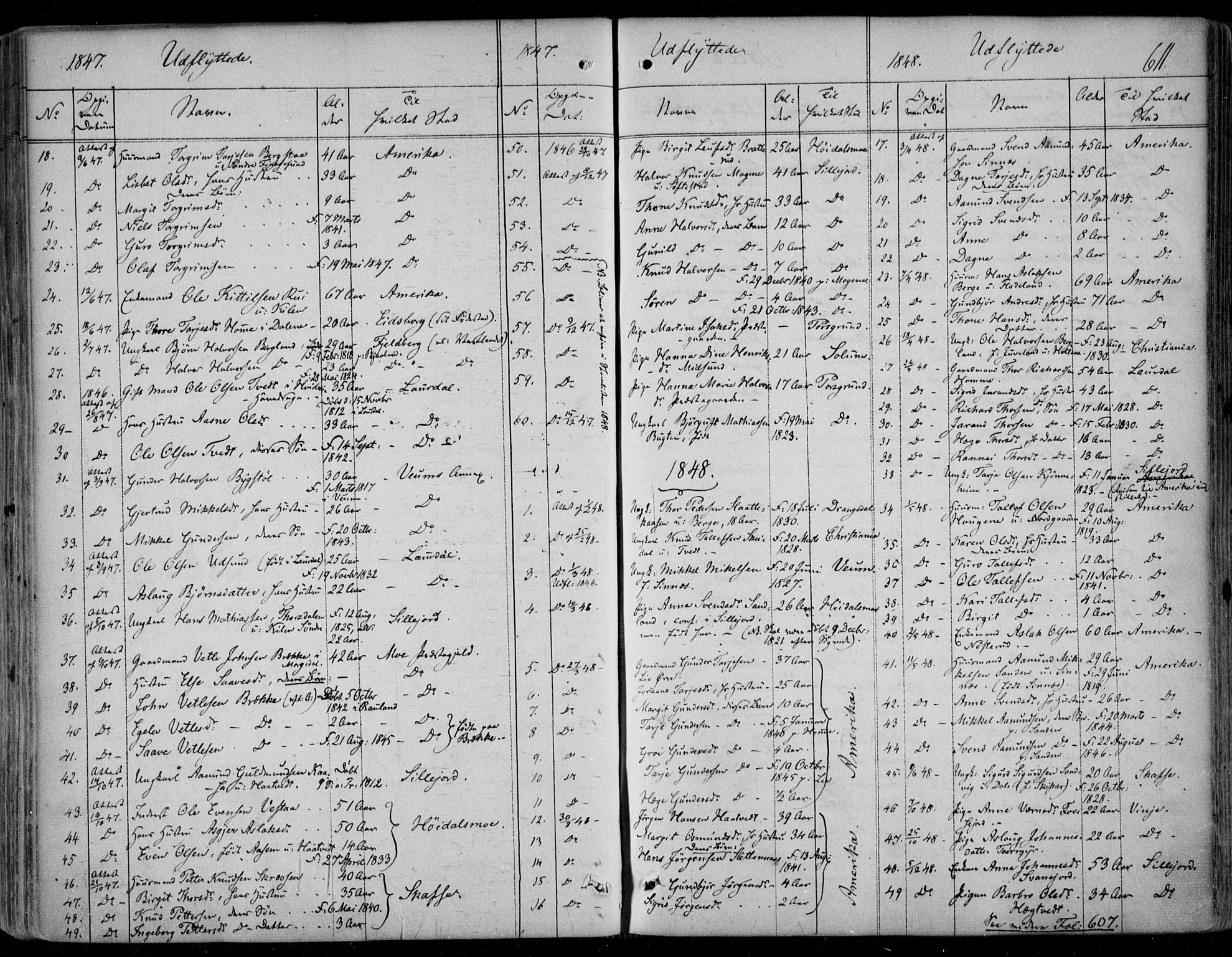 Kviteseid kirkebøker, SAKO/A-276/F/Fa/L0006: Parish register (official) no. I 6, 1836-1858, p. 611