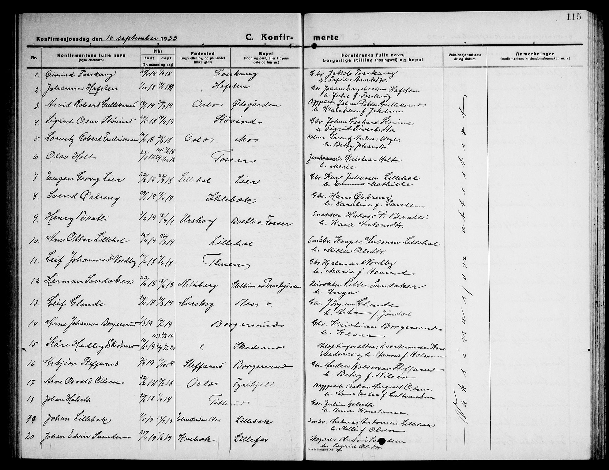 Høland prestekontor Kirkebøker, SAO/A-10346a/G/Ga/L0009: Parish register (copy) no. I 9, 1930-1951, p. 115