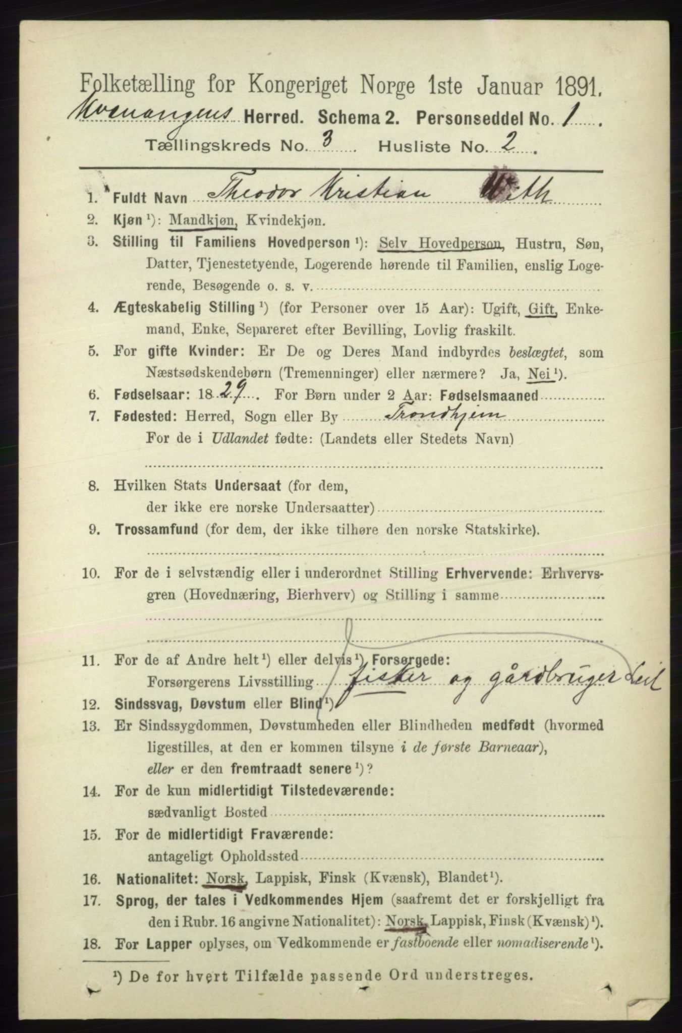 RA, 1891 census for 1943 Kvænangen, 1891, p. 1072