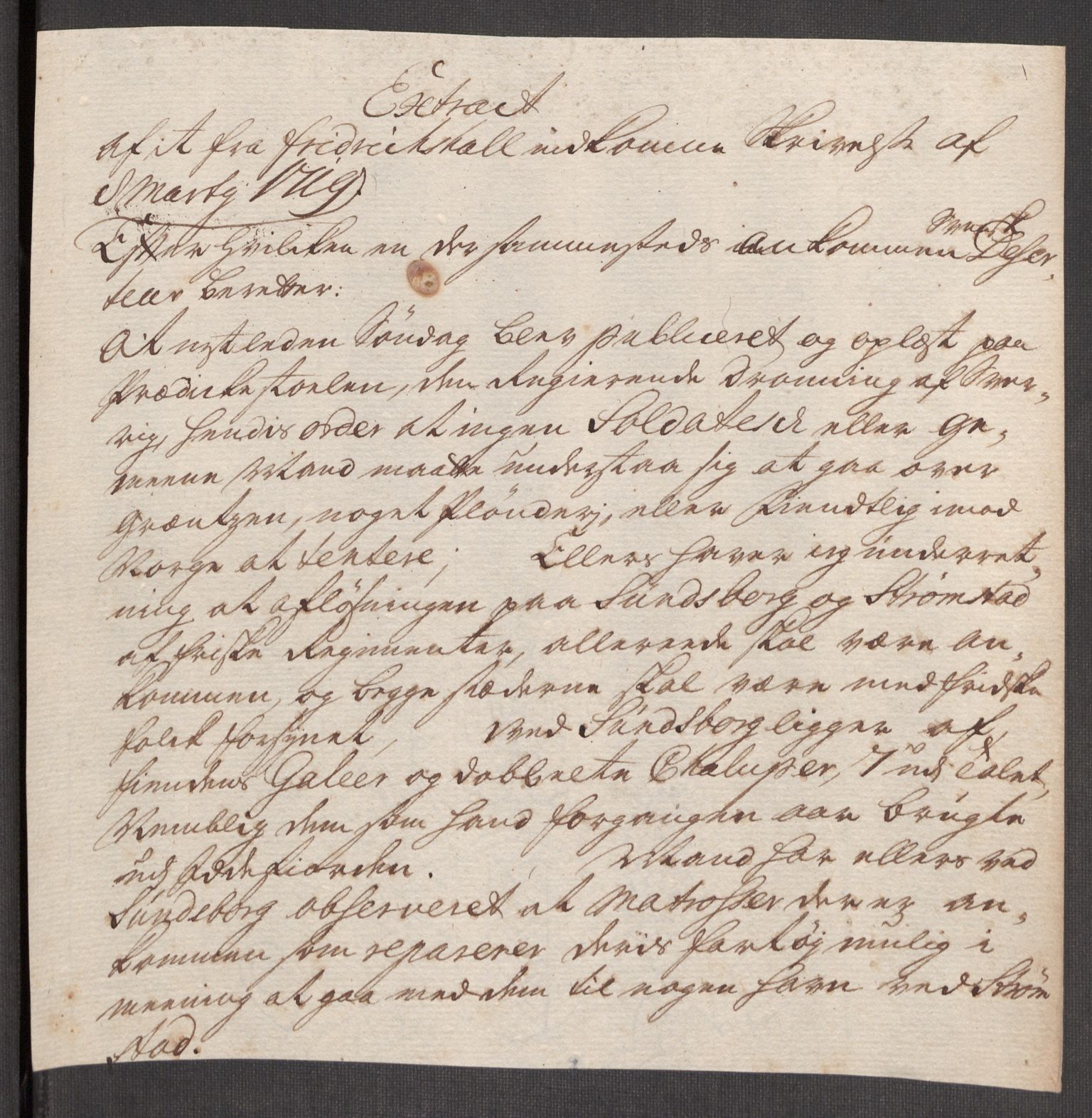 Kommanderende general (KG I) med Det norske krigsdirektorium, AV/RA-EA-5419/E/Eb/L0012: Kunnskap om fienden, kronologisk ordnet, 1718-1719, p. 594