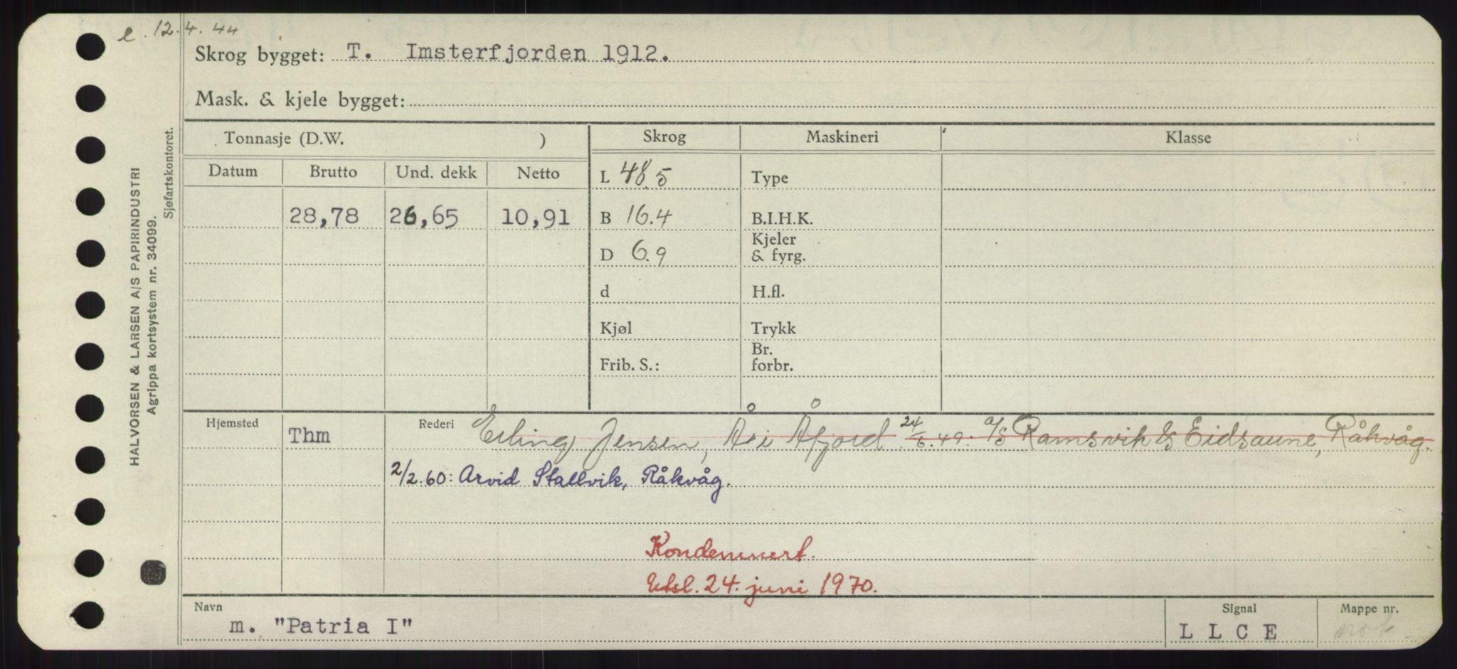 Sjøfartsdirektoratet med forløpere, Skipsmålingen, RA/S-1627/H/Hd/L0029: Fartøy, P, p. 97