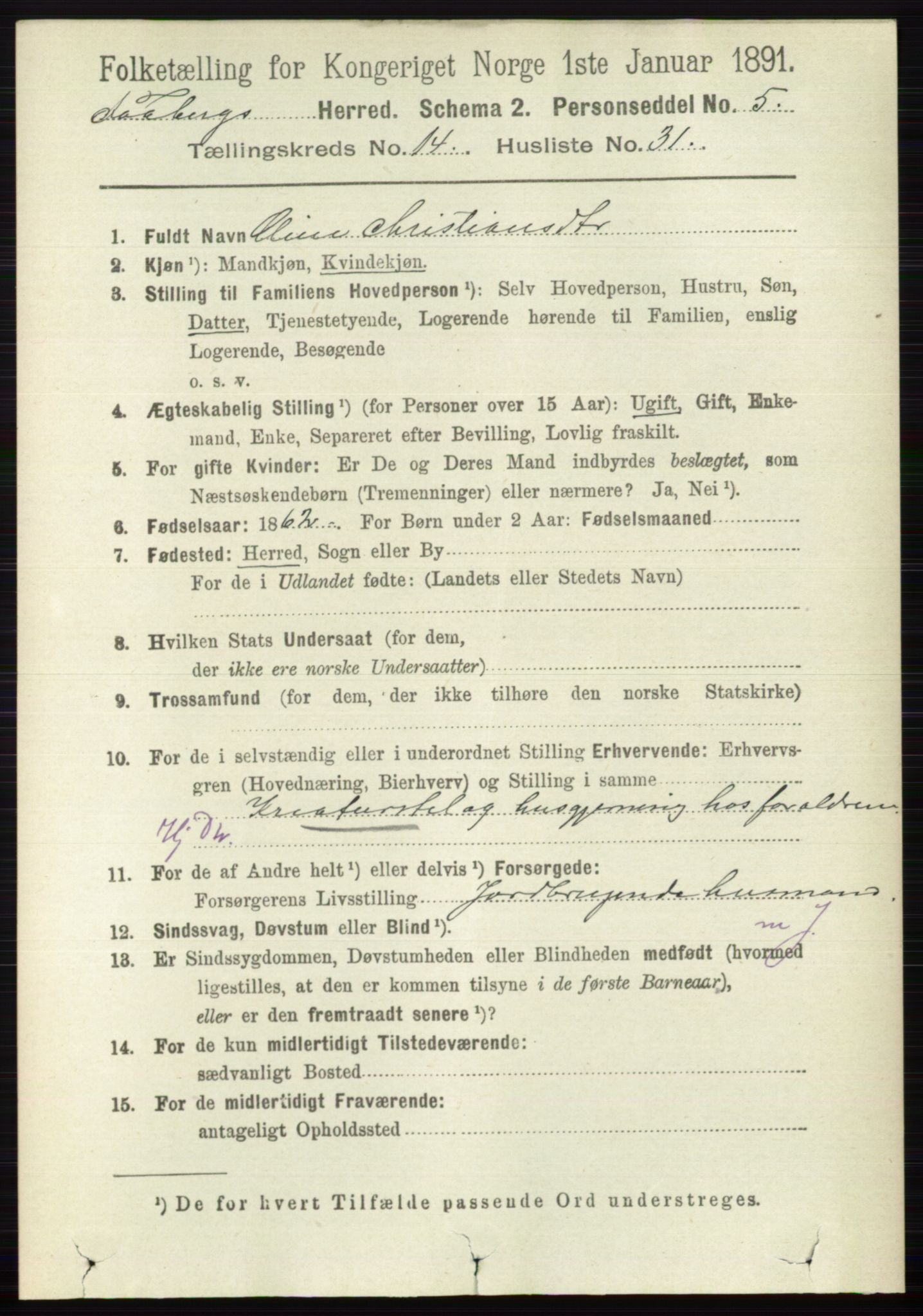 RA, 1891 census for 0524 Fåberg, 1891, p. 5818