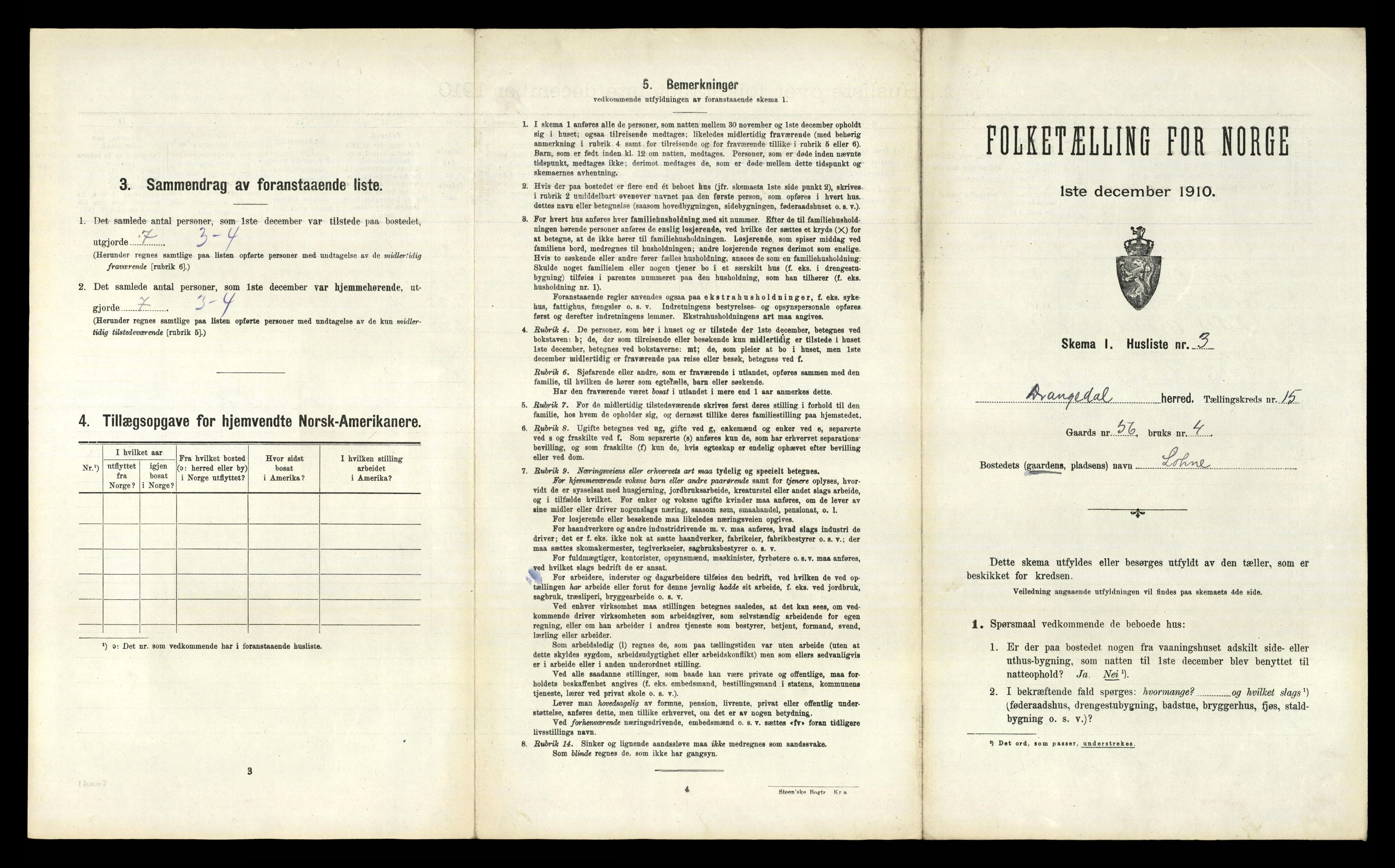 RA, 1910 census for Drangedal, 1910, p. 1239