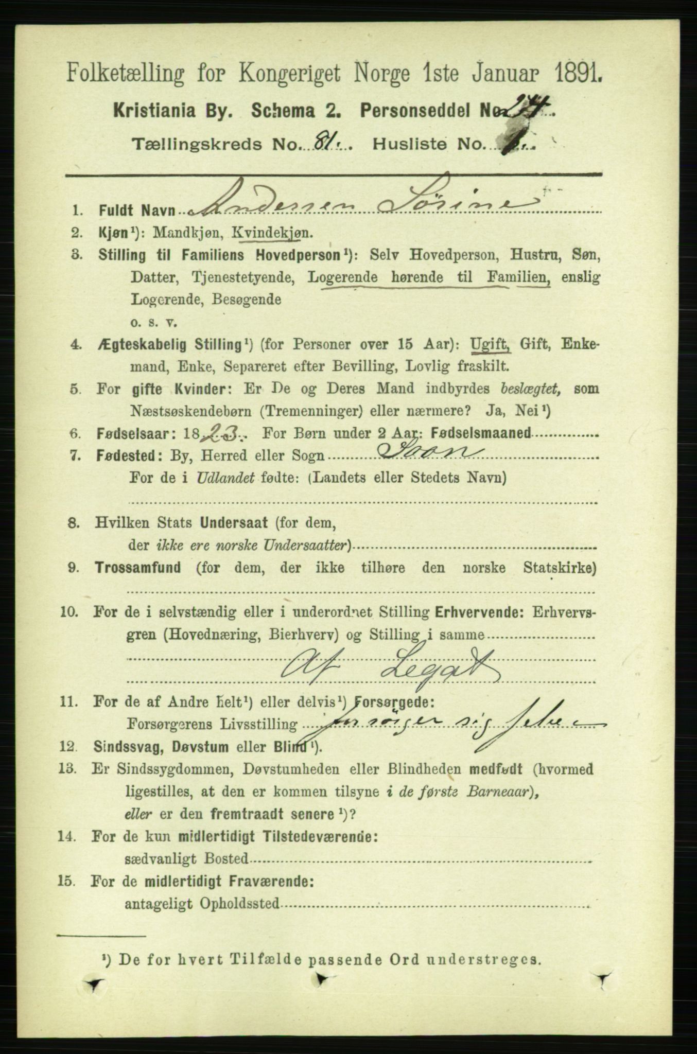 RA, 1891 census for 0301 Kristiania, 1891, p. 41548