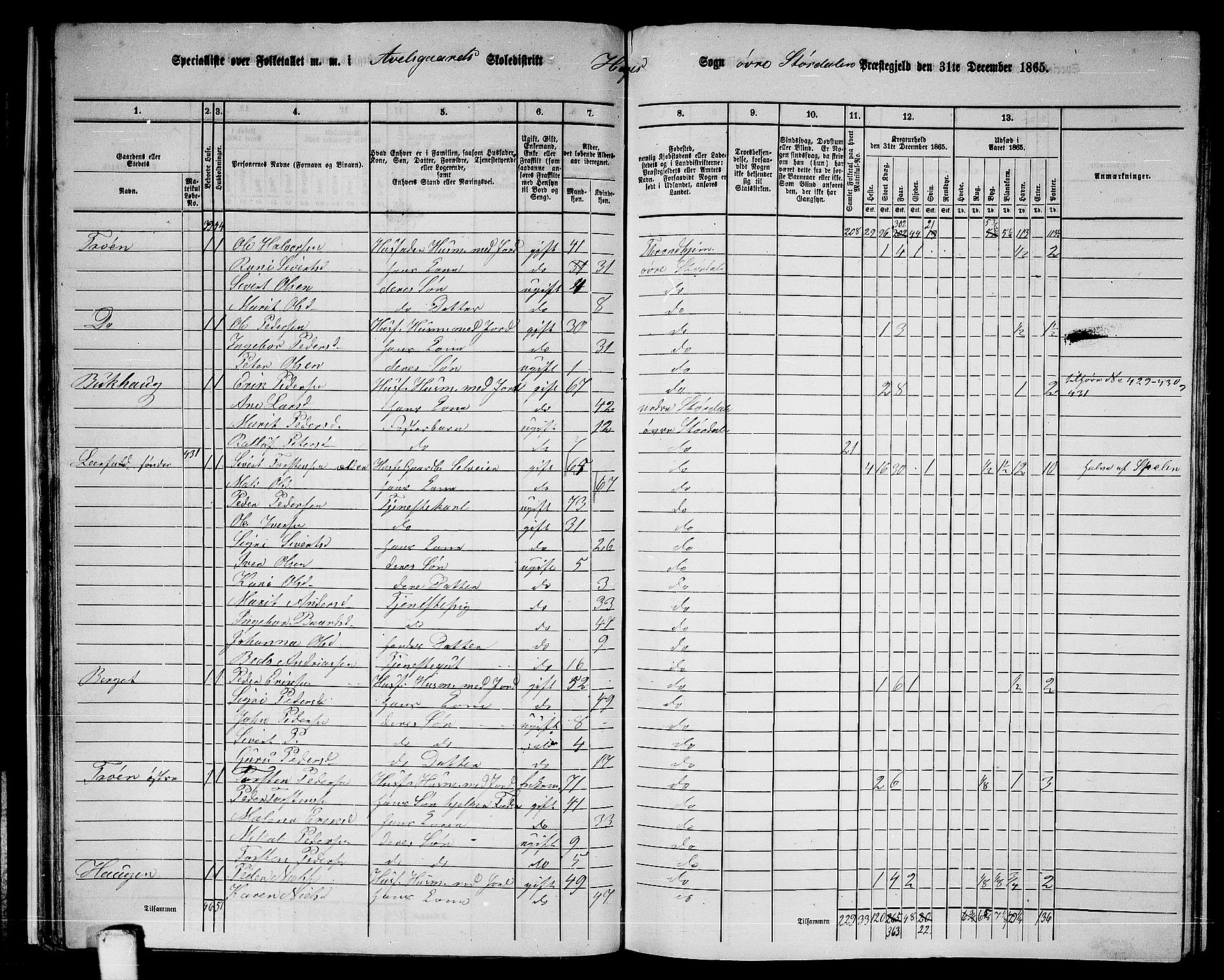RA, 1865 census for Øvre Stjørdal, 1865, p. 31
