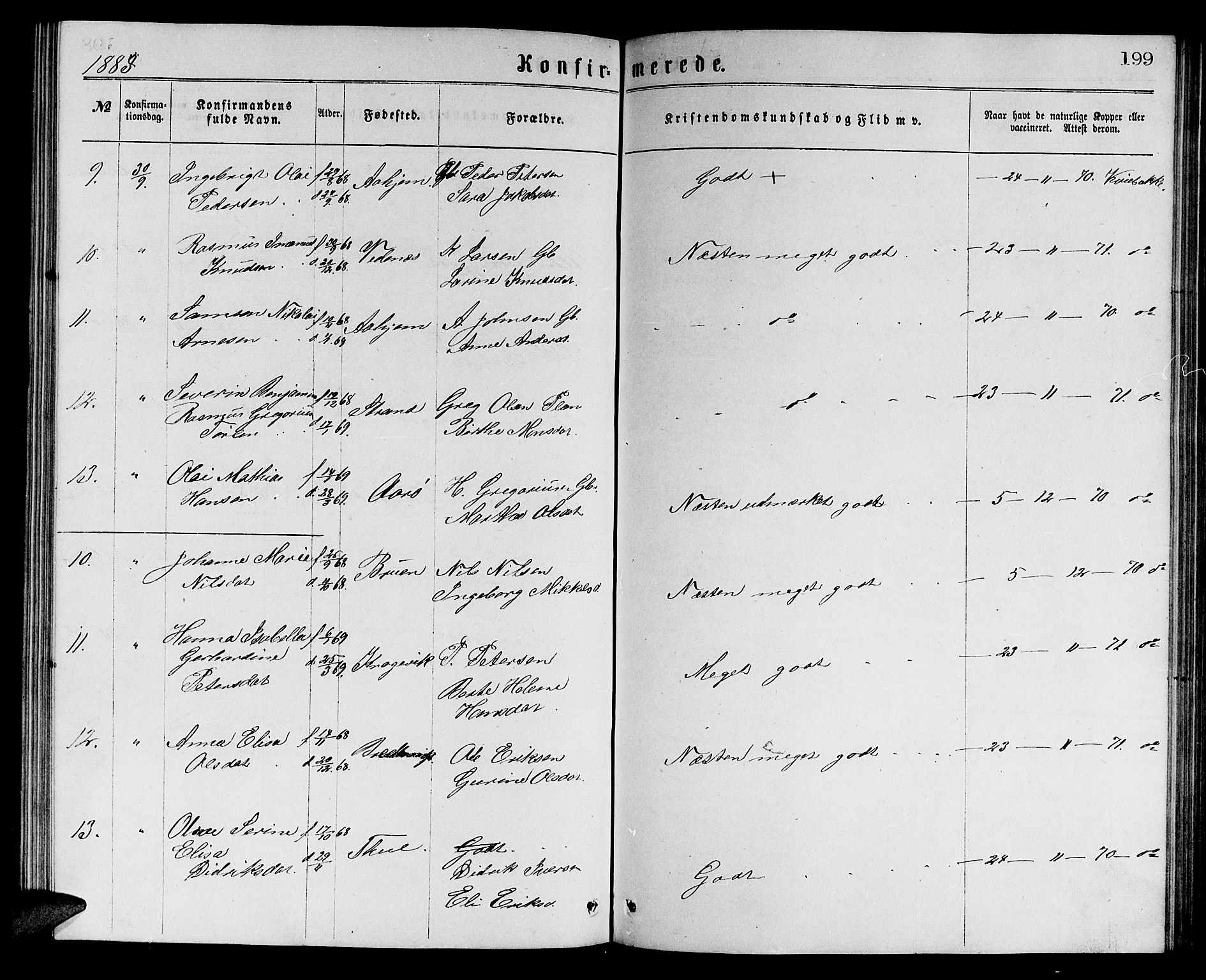 Ministerialprotokoller, klokkerbøker og fødselsregistre - Møre og Romsdal, SAT/A-1454/501/L0016: Parish register (copy) no. 501C02, 1868-1884, p. 199