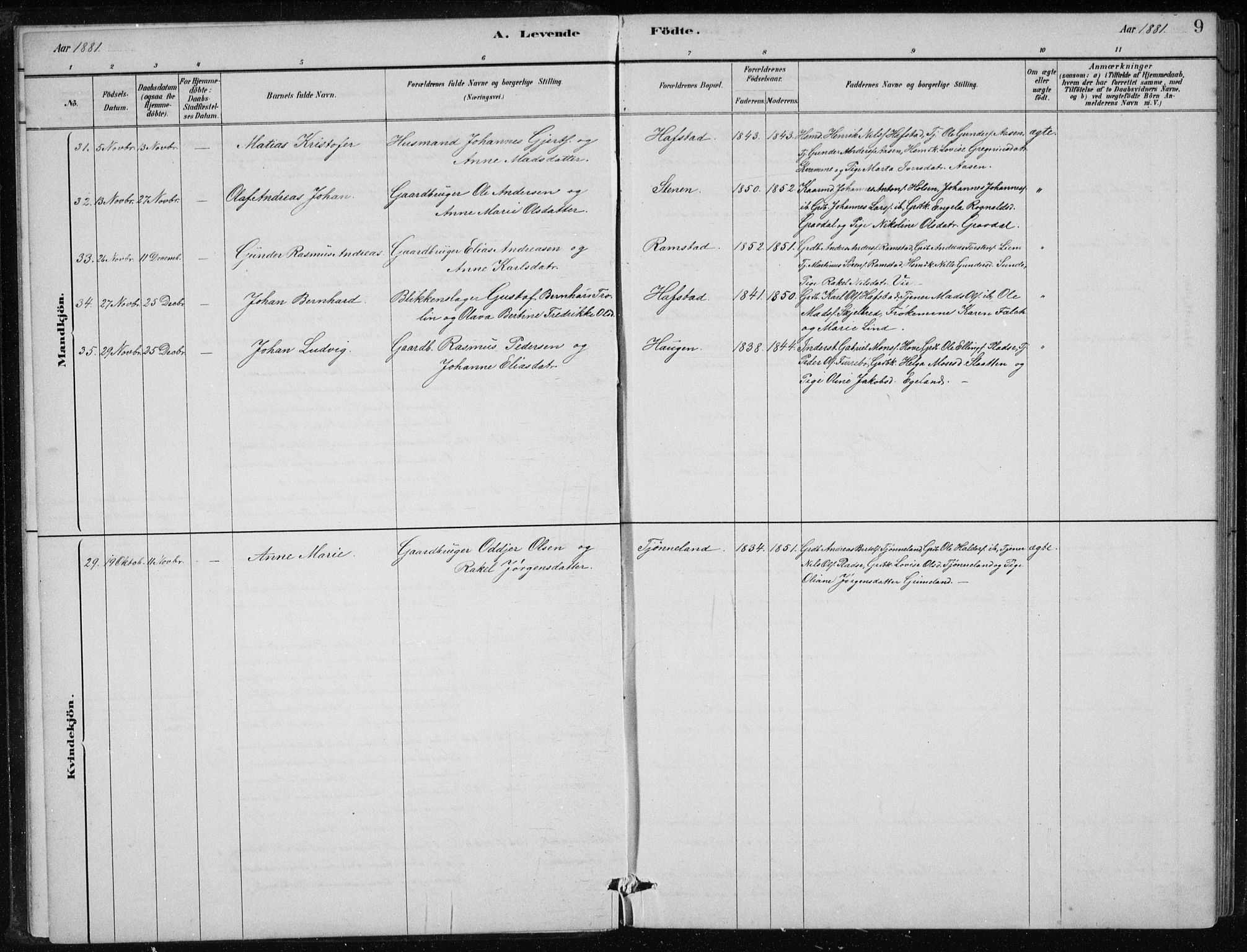 Førde sokneprestembete, SAB/A-79901/H/Hab/Haba/L0002: Parish register (copy) no. A 2, 1881-1898, p. 9
