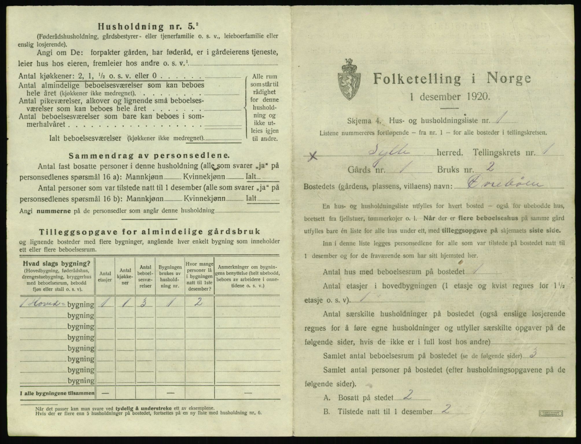 SAT, 1920 census for Sylte, 1920, p. 23