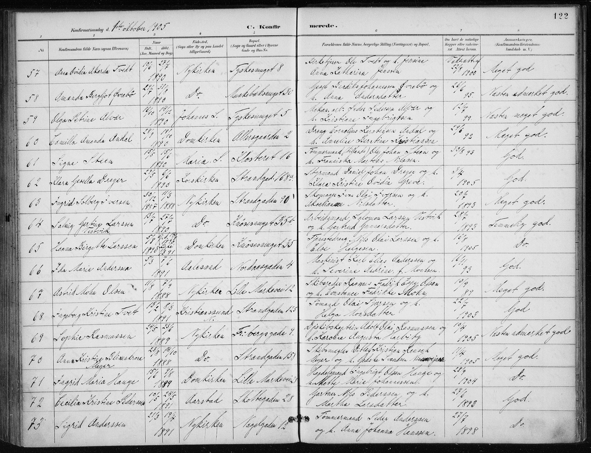 Nykirken Sokneprestembete, AV/SAB-A-77101/H/Haa/L0028: Parish register (official) no. C 7, 1887-1913, p. 122