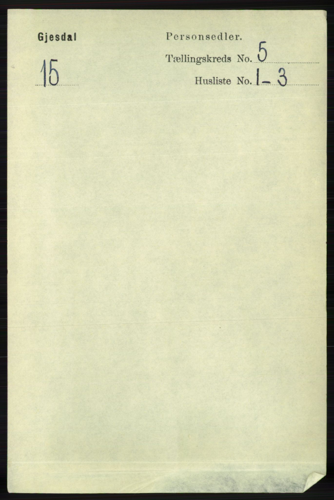 RA, 1891 census for 1122 Gjesdal, 1891, p. 1487