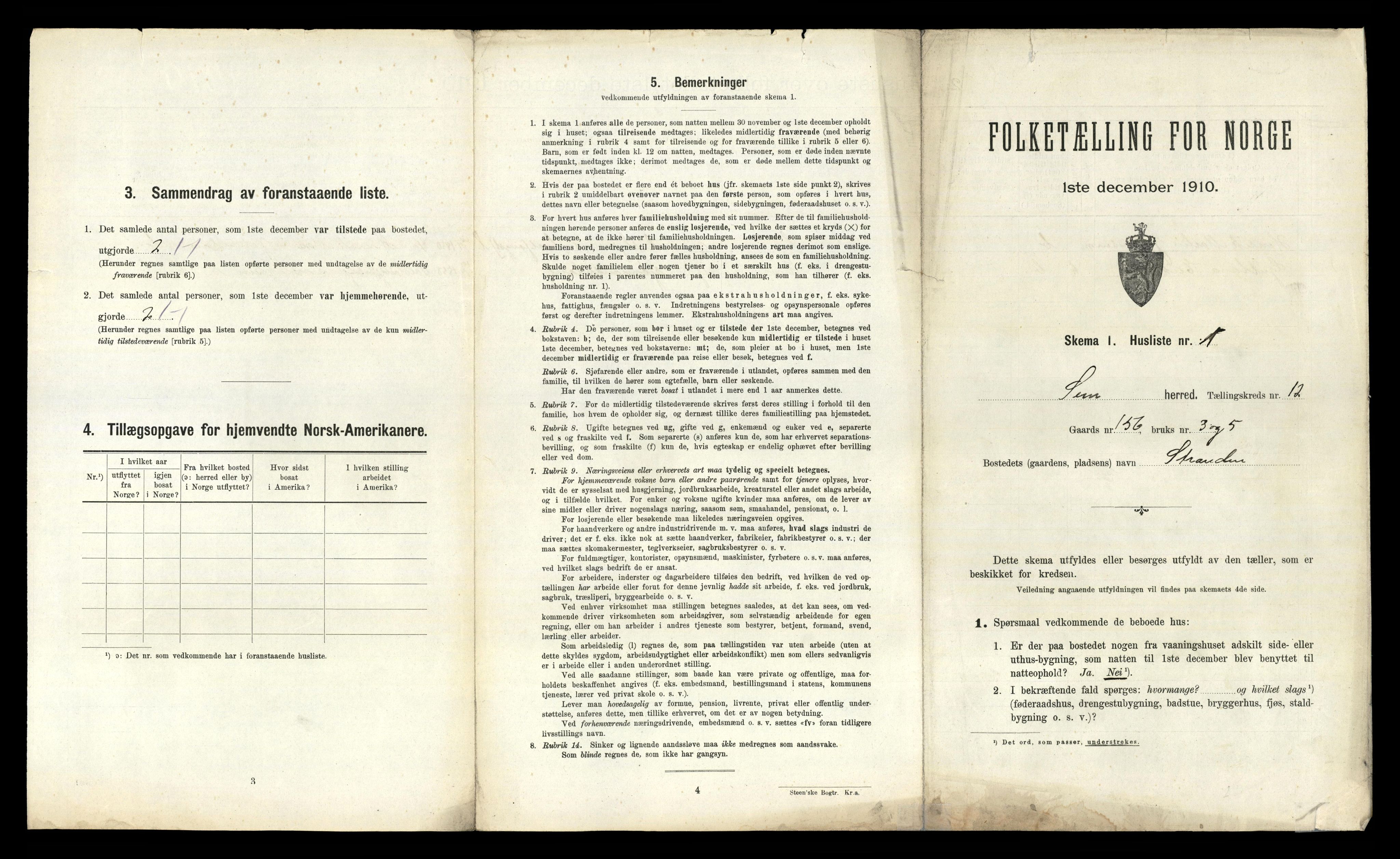 RA, 1910 census for Sem, 1910, p. 2092