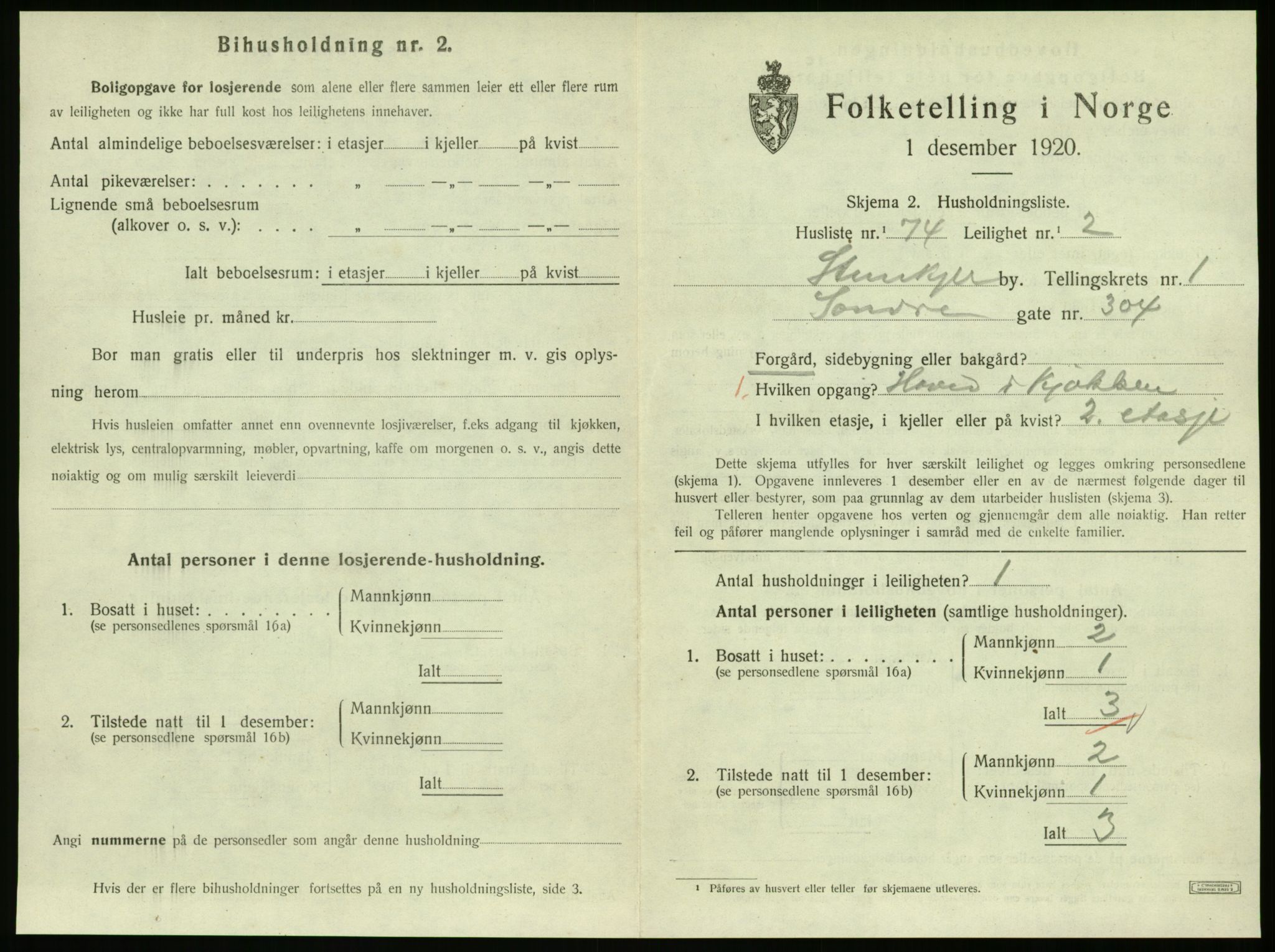 SAT, 1920 census for Steinkjer, 1920, p. 1366